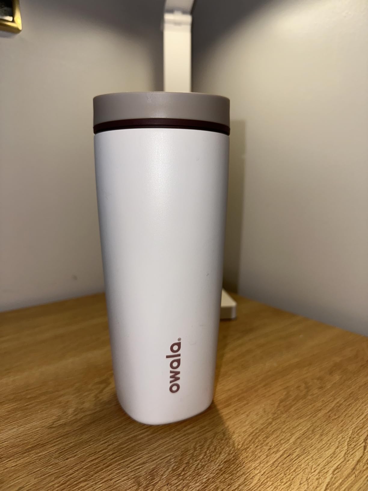 Owala SmoothSip Slider Insulated Stainless Steel Coffee Tumbler, Reusable Iced Coffee Cup, Hot Coffee Travel Mug, BPA Free 12 oz, Vanilla Bean - Customer Photo 2