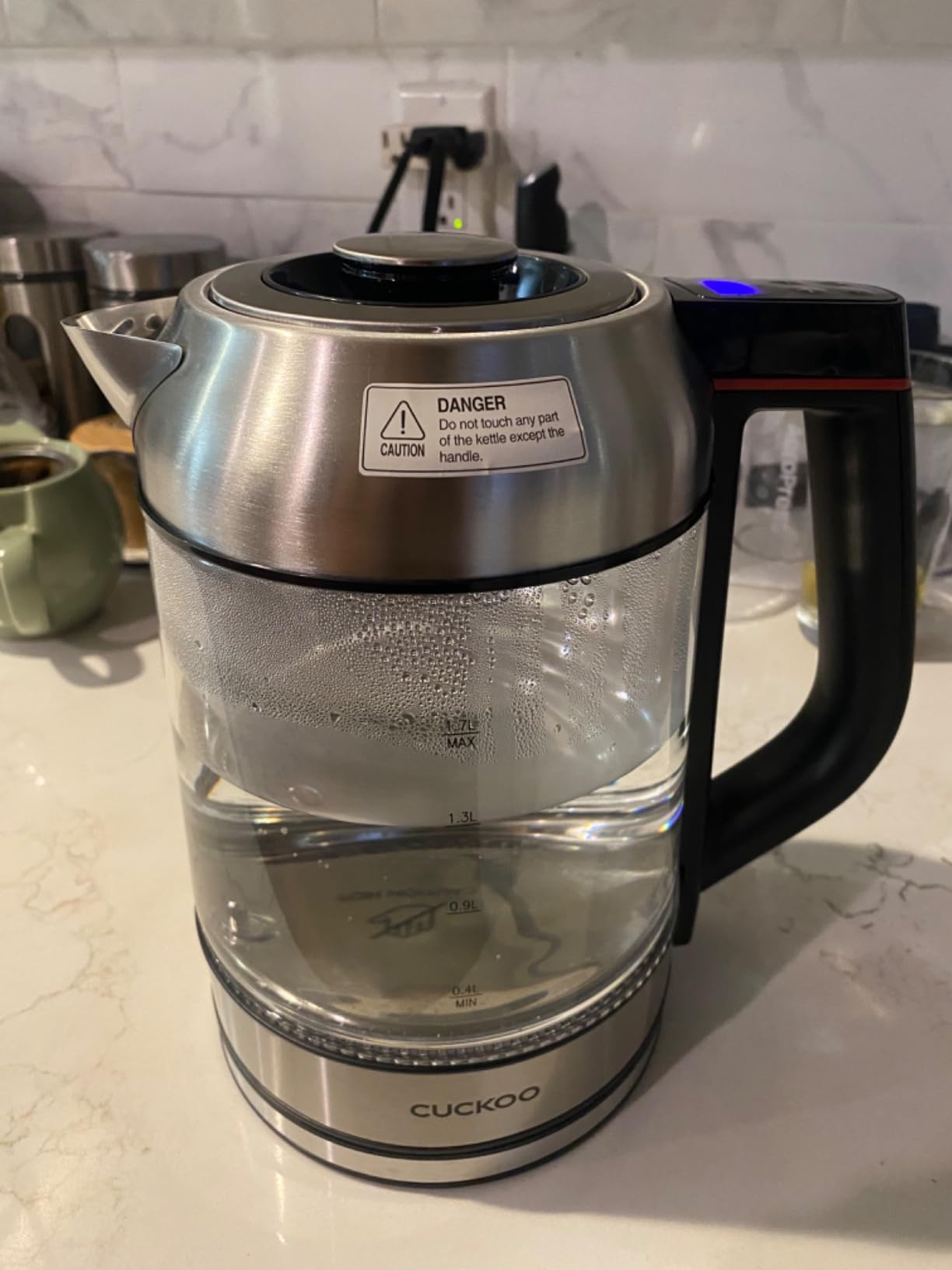 CUCKOO Electric Tea Kettle with Infuser, Glass Electric Kettle with Multi-Temperature Control, Easy to Read LED Lights, 1.7 Liter Capacity Tea Maker Pot (CK-G170BS) - Customer Photo 1
