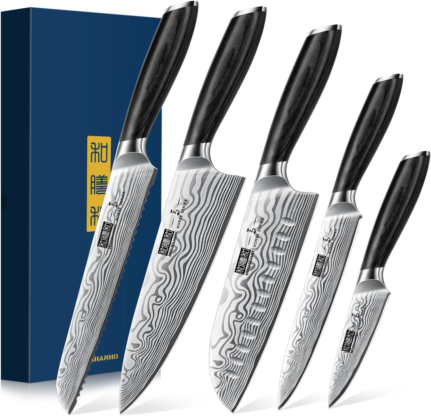 HOSHANHO 5 Pieces Knife Set, Professional Powder Steel Chef Knife Set, Ultra Sharp Japanese Kitchen Knives Set with Ergonomic Pakkawood Handle Customer Review HOSHANHO 5 Pieces Knife Set, Professional Powder Steel Chef Knife Set, Ultra Sharp Japanese Kitchen Knives Set with Ergonomic Pakkawood Handle - Customer Photo 1