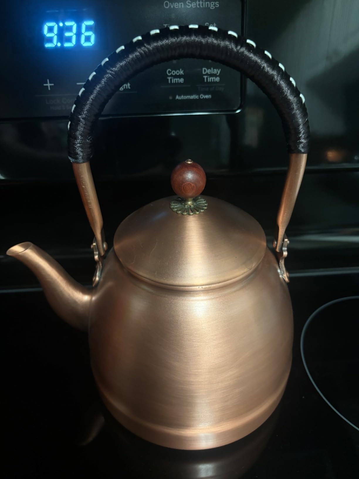 50.7oz Copper Tea Kettle for Stovetop Safe, Chinese Style Non-Coating Pure Copper Teapot with Filter Holes and Tea Ball for Loose Tea, Handmade Solid Metal Tea Pot with Non Slip Handle(1500ml) - Customer Photo 1