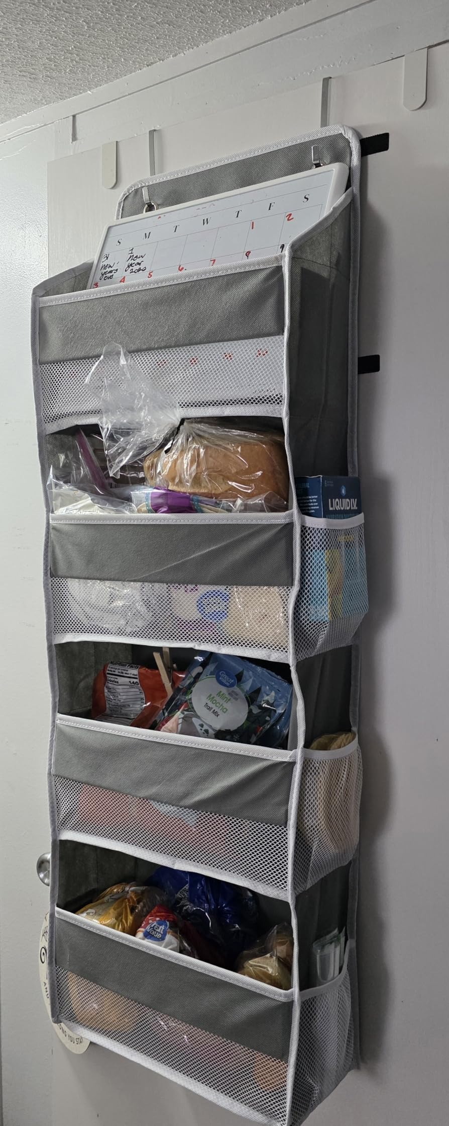 1 Pack Over The Door Organizer, Hanging Storage Organizer with Clear Window, 40lb Ultra Sturdy Large Capacity Room Organizer for Pantry Laundry Bathroom Nursery Closet Baby Essential (Grey) - Customer Photo 1