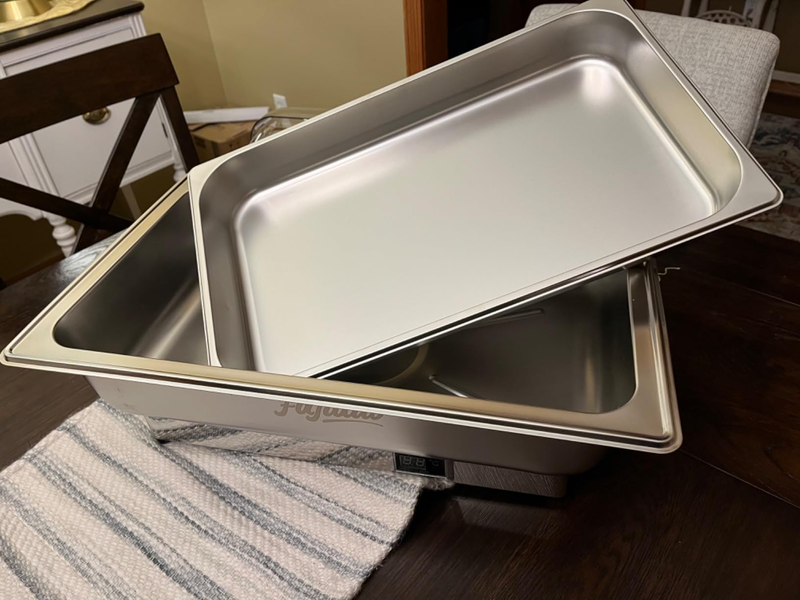 Electric Chafing Dish, 9QT Full Size Electric Chafing Dish Buffet, Adjustable Temp Roll Top Food Warmer, 600W Chafing Dish Buffet Set for Catering Parties Customer Review Electric Chafing Dish, 9QT Full Size Electric Chafing Dish Buffet, Adjustable Temp Roll Top Food Warmer, 600W Chafing Dish Buffet Set for Catering Parties - Customer Photo 2