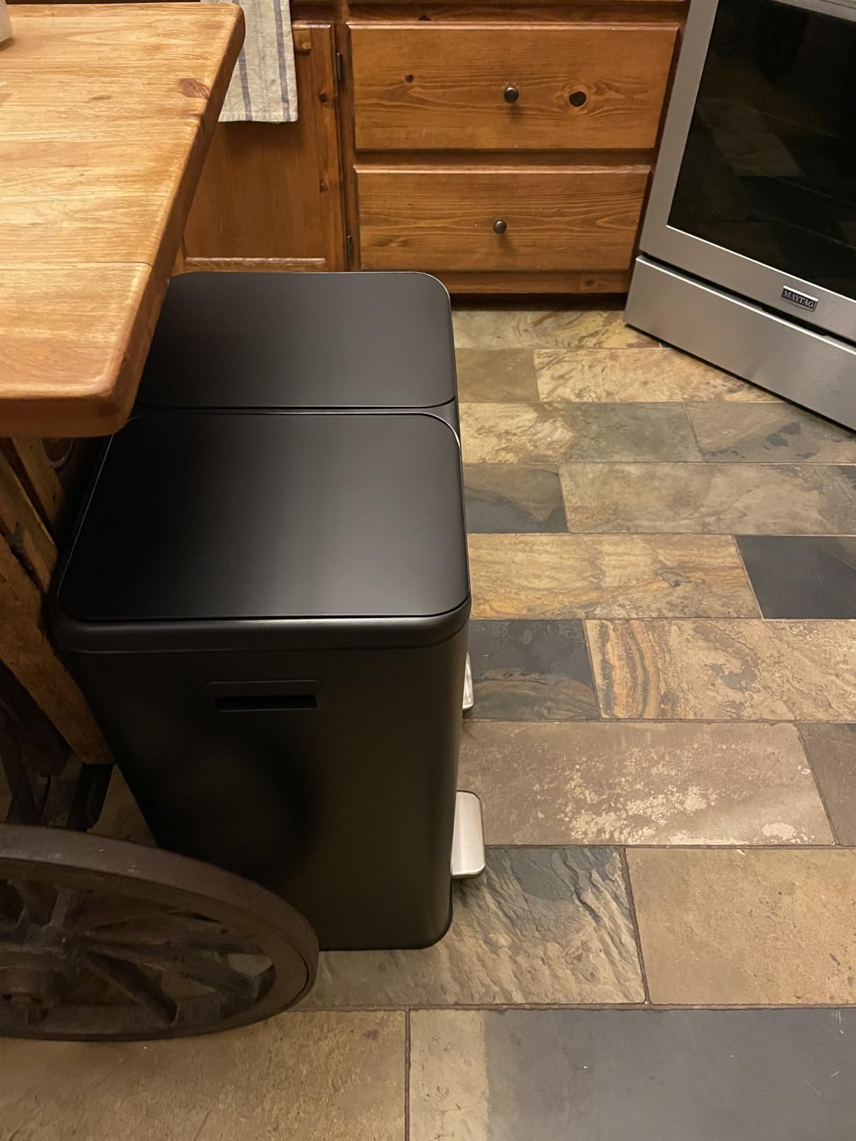 Home Zone Living 16 Gallon Kitchen Trash Can with Dual Compartments for Recycling, Stainless Steel, Silver, 60 Liters Total - Customer Photo 2