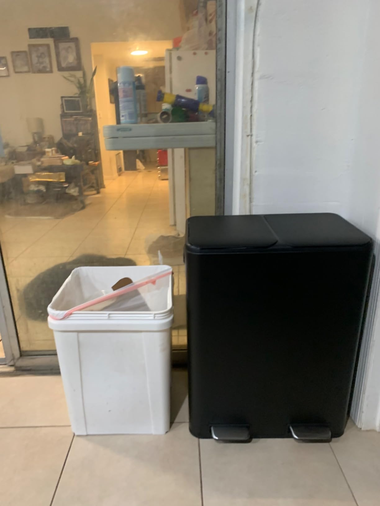 Home Zone Living 16 Gallon Kitchen Trash Can with Dual Compartments for Recycling, Stainless Steel, Silver, 60 Liters Total - Customer Photo 5