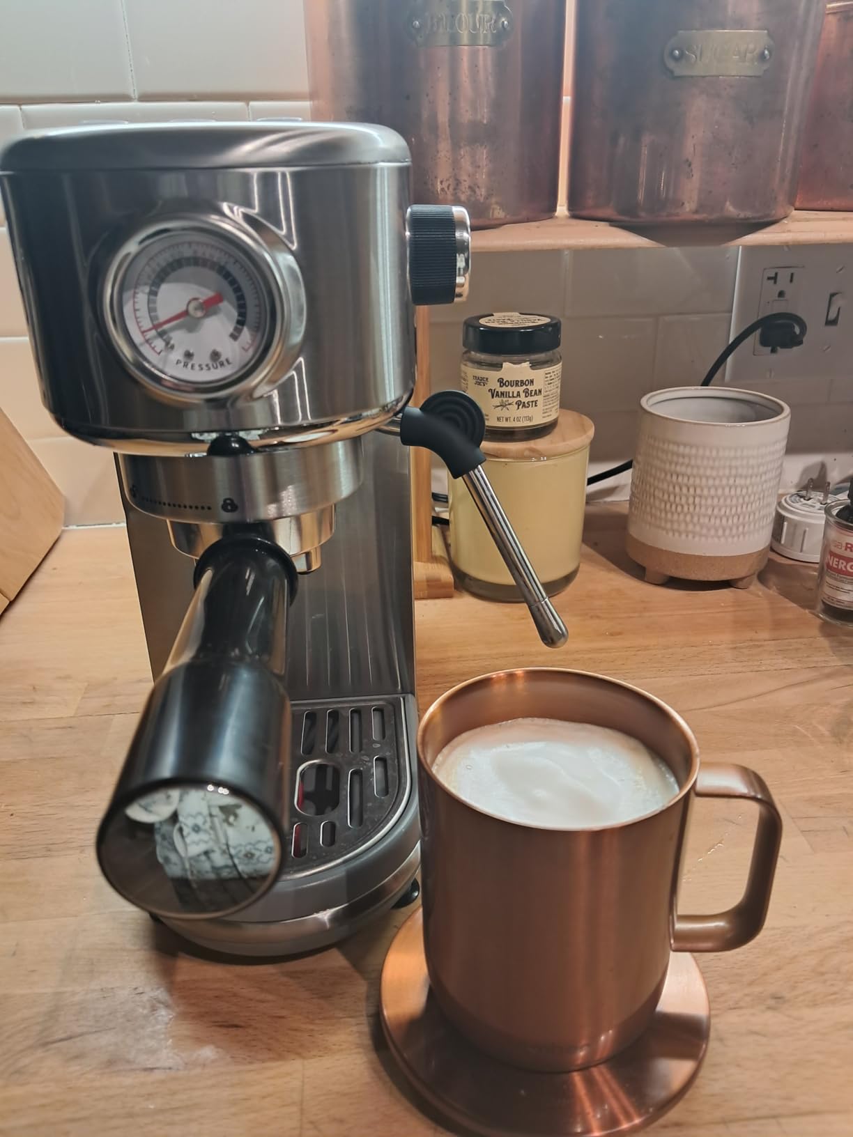 Espresso Machine with Milk Frother, 20 Bar Pressure Espresso Maker, with 44OZ Removable Tank, Compact Stainless Steel Coffee Machine for Home, Office, Latte, Cappuccino, Gift for Women or Men - Customer Photo 2