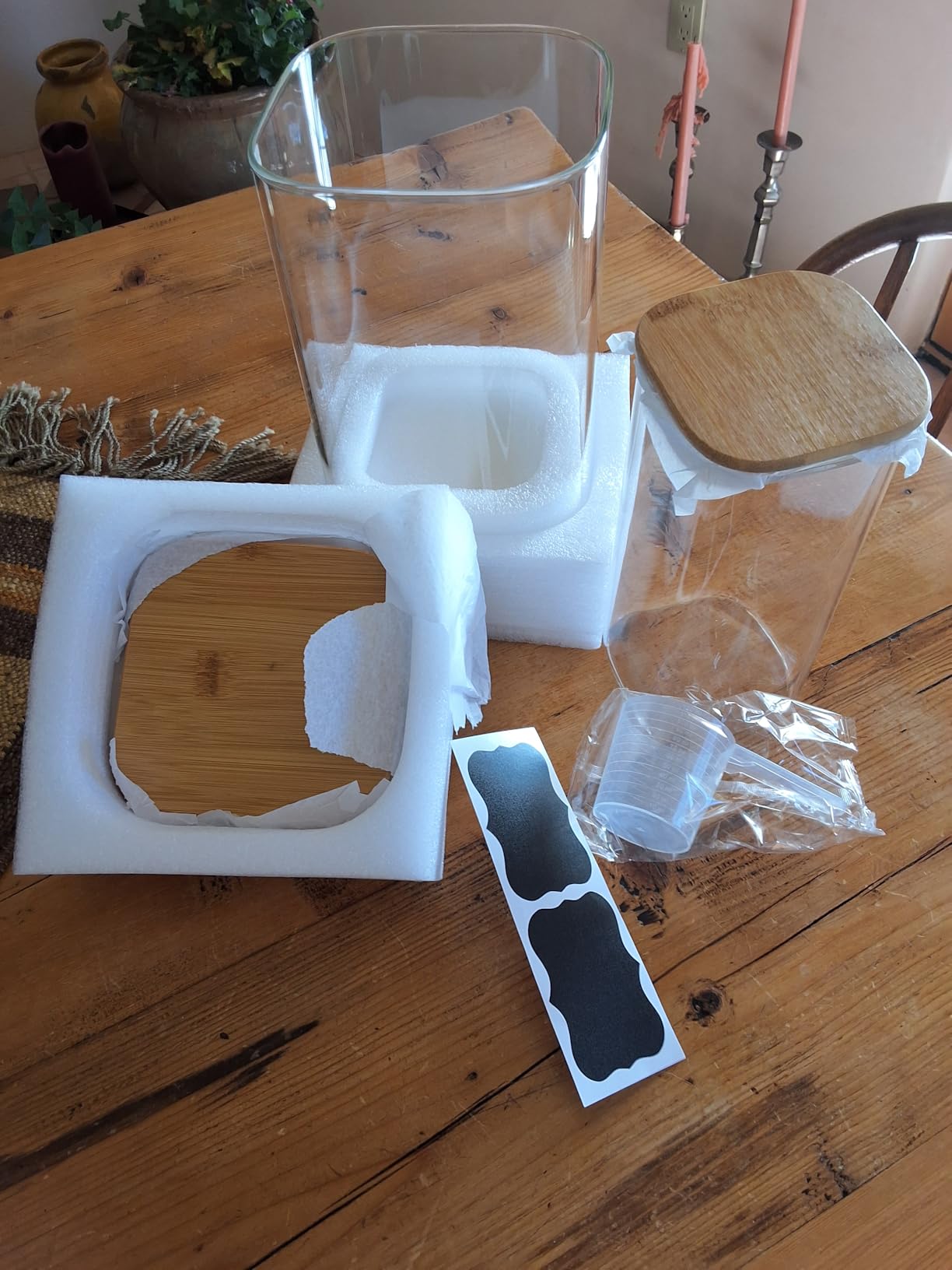 ComSaf 3.6 Qt Glass Food Storage Containers Set of 2, Large Storage Containers with Lids, Square Glass Jars with Lids, for Flour and Sugar, Cereal, Rice, Pasta, Oats, Coffee Beans - Customer Photo 1