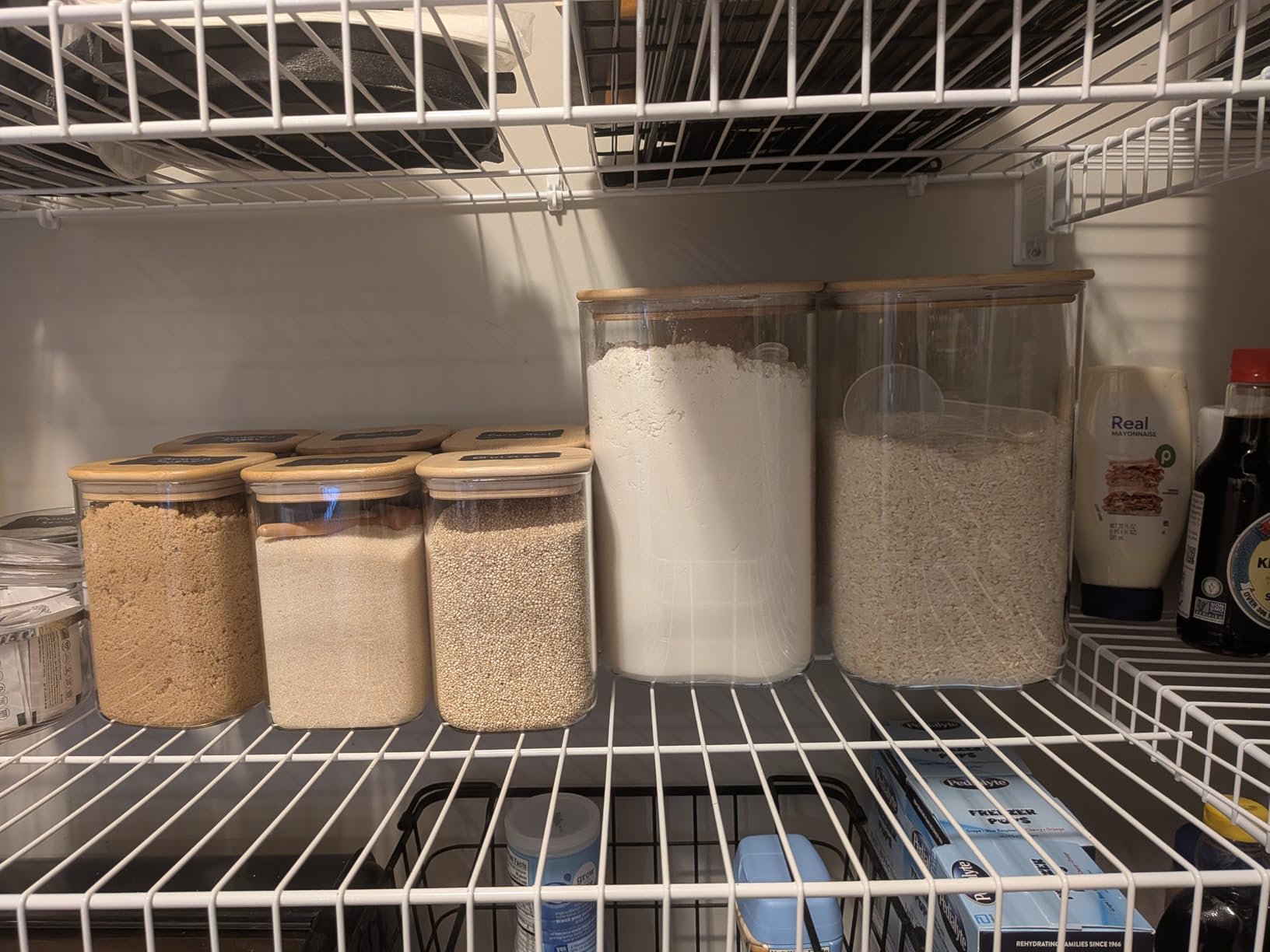 ComSaf 3.6 Qt Glass Food Storage Containers Set of 2, Large Storage Containers with Lids, Square Glass Jars with Lids, for Flour and Sugar, Cereal, Rice, Pasta, Oats, Coffee Beans - Customer Photo 2