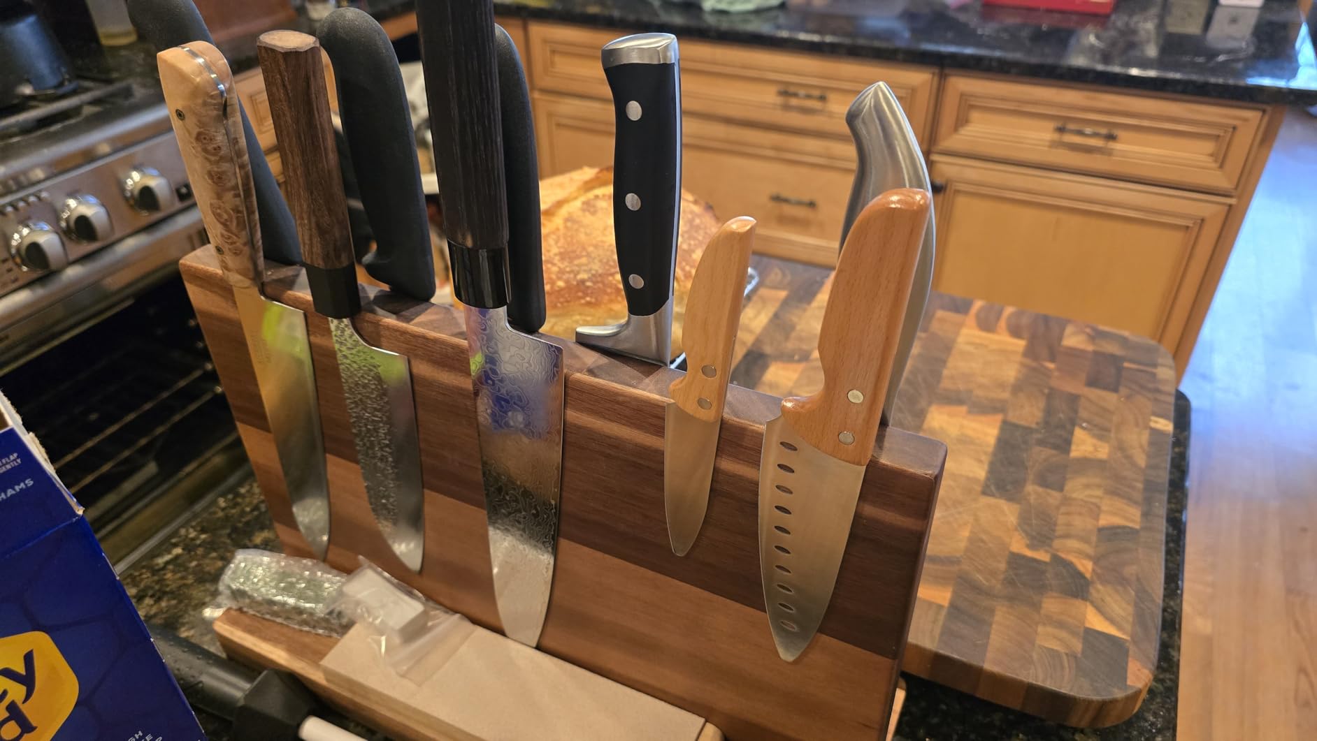 WALDWERK Knife Magnetic Strip (15,7 x 2 in) Mount with Adhesive or Screws - Magnetic Knife Holder for Wall - Magnetic Knife Strip made of Elegant Acacia Wood - Magnetic Knife Holder for Heavy Knifes Customer Review WALDWERK Knife Magnetic Strip (15,7 x 2 in) Mount with Adhesive or Screws - Magnetic Knife Holder for Wall - Magnetic Knife Strip made of Elegant Acacia Wood - Magnetic Knife Holder for Heavy Knifes - Customer Photo 1