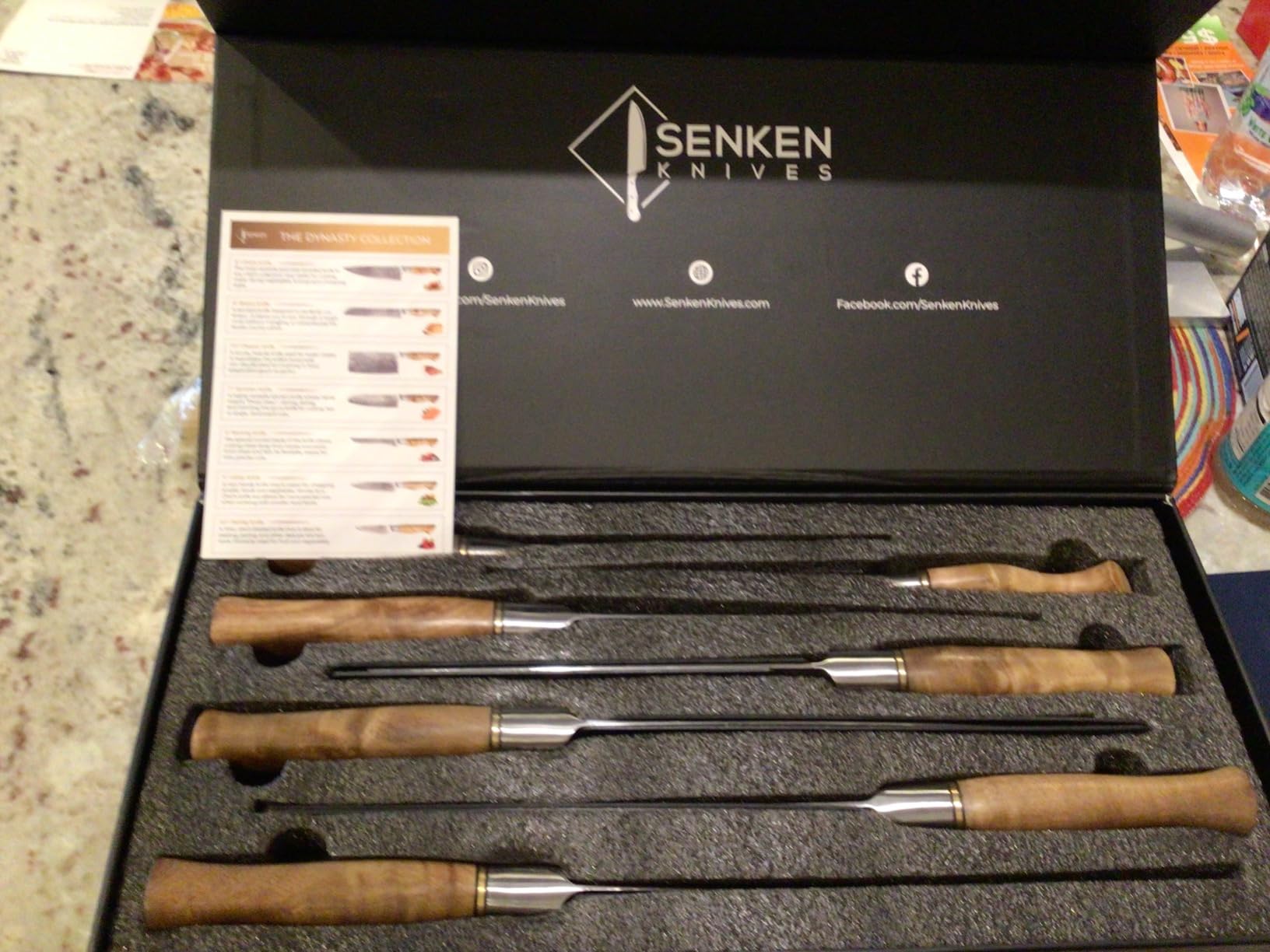 SENKEN 16-Piece Damascus Knife block Set - The Dynasty Collection - Japanese VG10 Damascus Steel with Natural Sycamore Wood Handles, Steak Knives, Scissors, & Sharpening Rod (16-Piece Knife Block Set) - Customer Photo 1