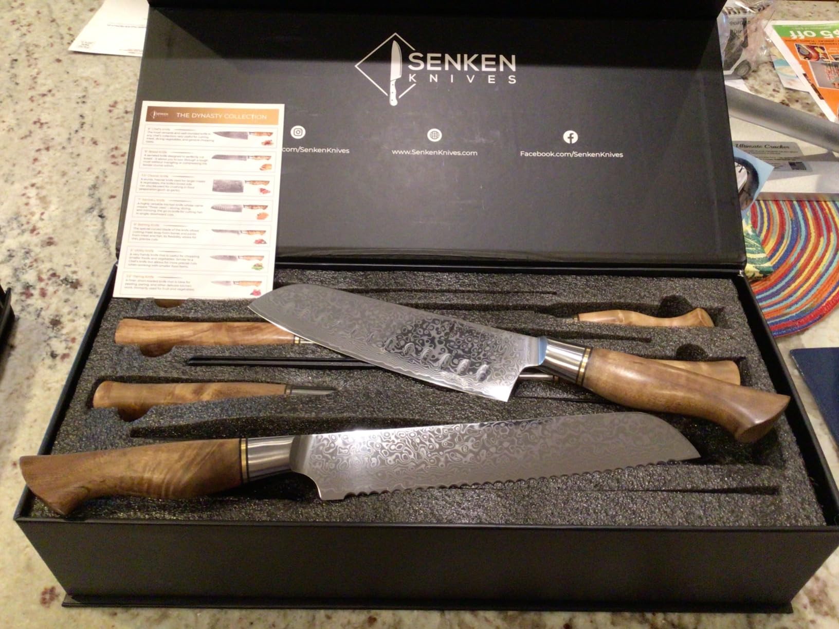 SENKEN 16-Piece Damascus Knife block Set - The Dynasty Collection - Japanese VG10 Damascus Steel with Natural Sycamore Wood Handles, Steak Knives, Scissors, & Sharpening Rod (16-Piece Knife Block Set) - Customer Photo 2