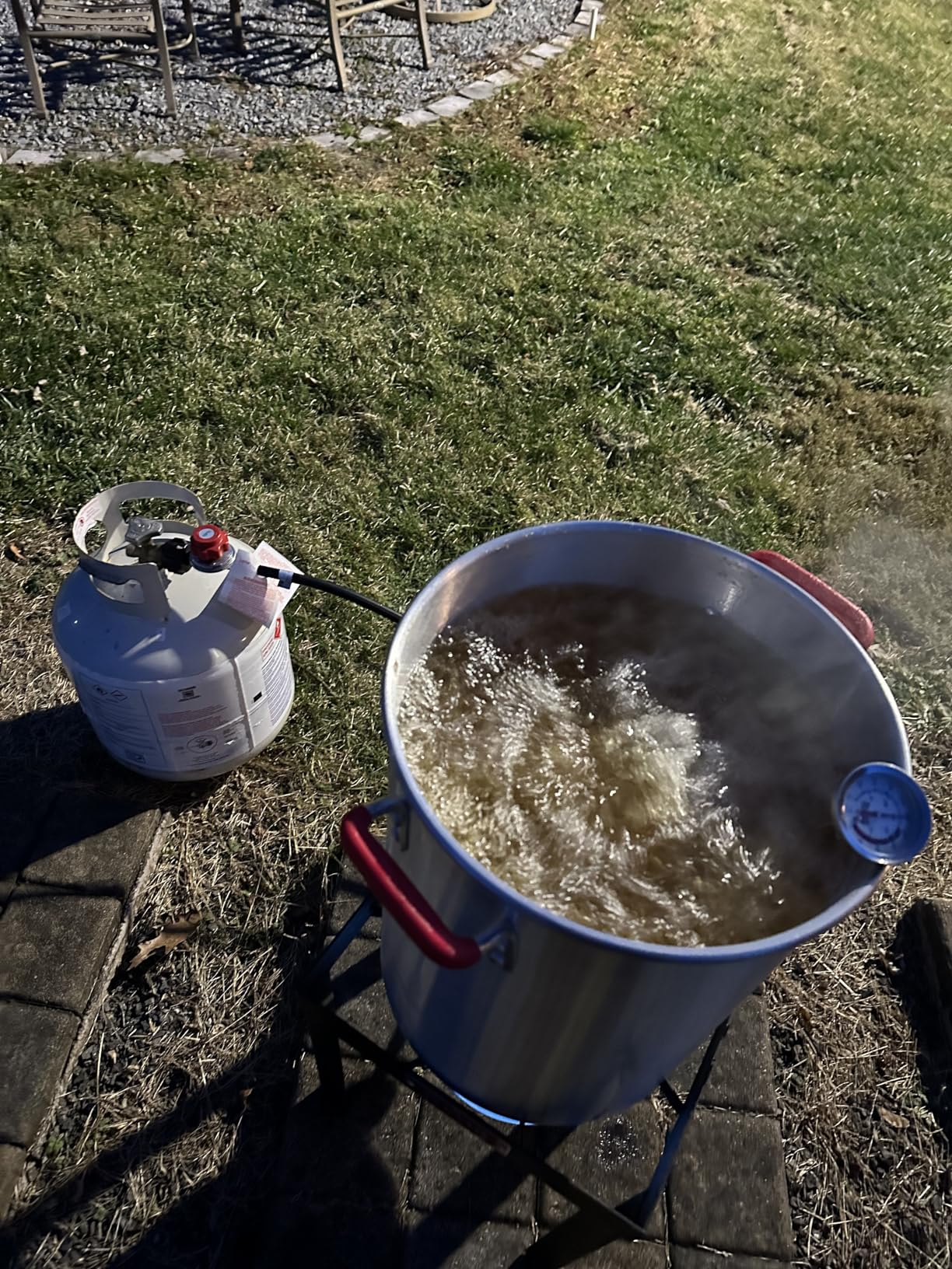 Outdoor Propane Deep Fryer, Dual Tank with Dual Independent Cast Iron Burners and Thermometers, Removable Fryer Pot, Baskets & Lids, Movable Propane Fryer Cart with Regulator, 50000 BTU - Customer Photo 1