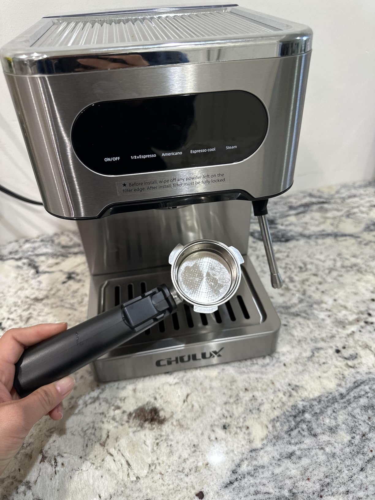 CHULUX Cold Brew Espresso Machine, 20 Bar Stainless Steel Touchscreen Cappuccino & Latte Machine with Steam Wand for Home Customer Review CHULUX Cold Brew Espresso Machine, 20 Bar Stainless Steel Touchscreen Cappuccino & Latte Machine with Steam Wand for Home - Customer Photo 2