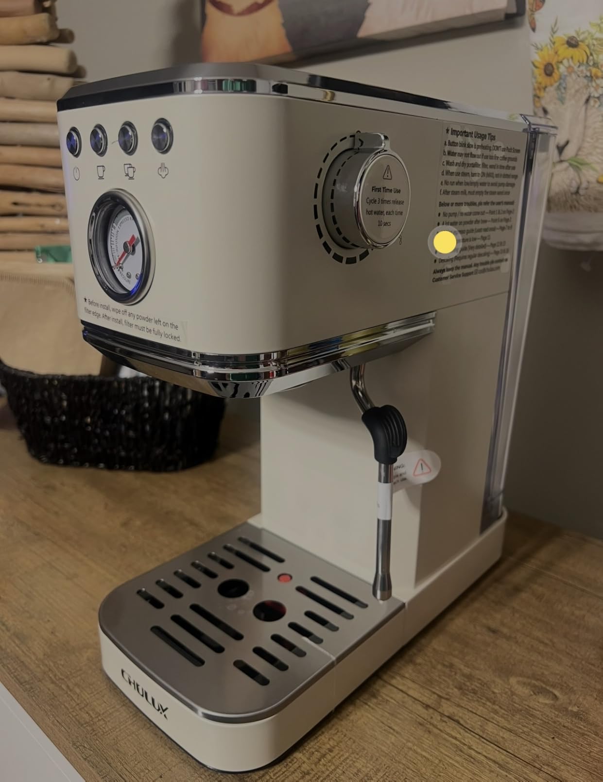 CHULUX Slim Espresso Machine with Milk Frother, 20 Bar Professional Italian Pump Espresso Coffee Machine for Home Cappuccino & Latte Maker, Stainless Steel, Creamy Customer Review CHULUX Slim Espresso Machine with Milk Frother, 20 Bar Professional Italian Pump Espresso Coffee Machine for Home Cappuccino & Latte Maker, Stainless Steel, Creamy - Customer Photo 1