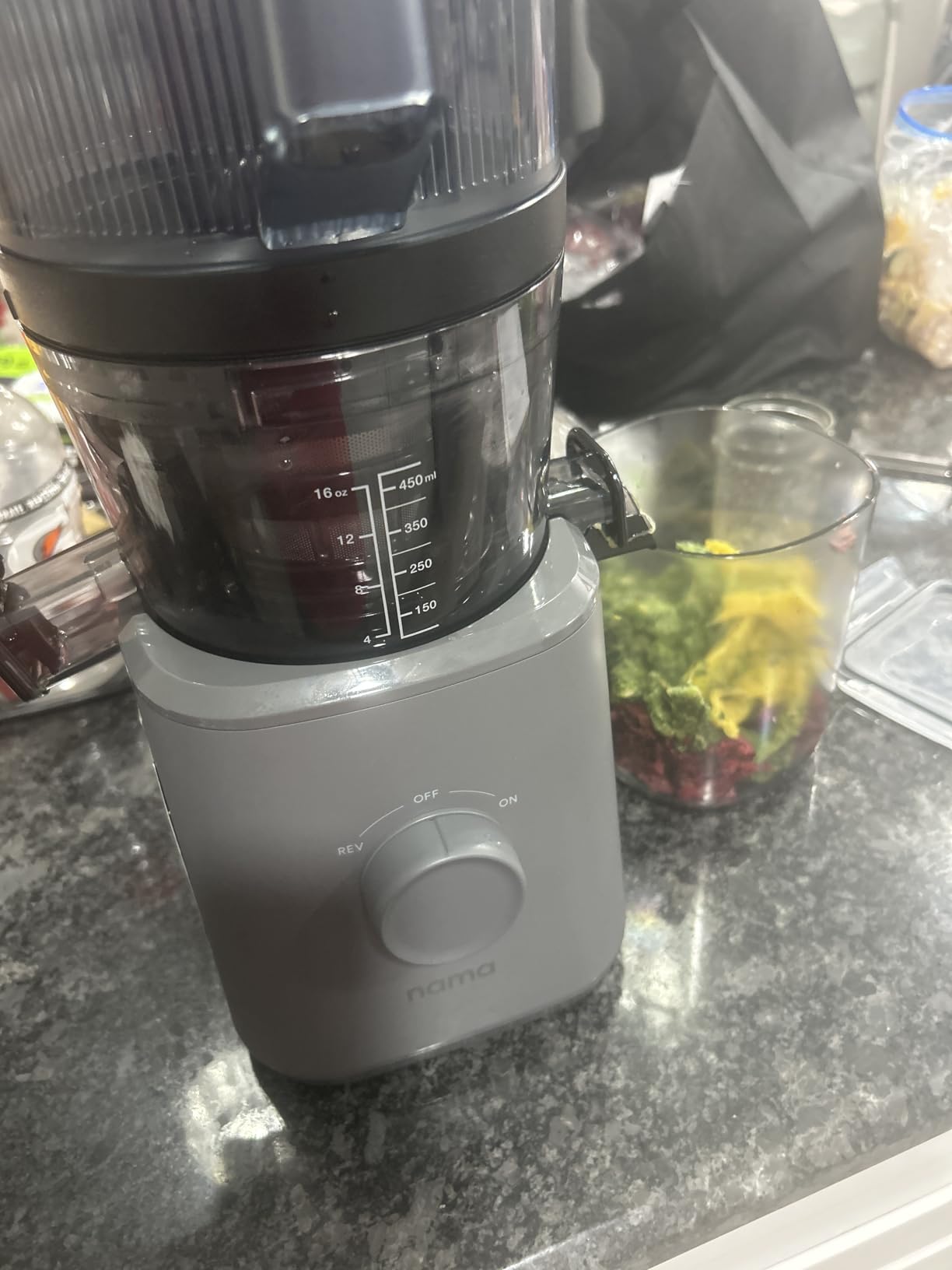 Nama J2 Cold Press Juicer – Self Feeding for Hands-Free Operation with Wide Mouth Hopper for Whole Recipe Loading, Zero Waste Masticating Juicer For More Juice, Less Pulp – Easy Cleanup & Assembly Customer Review Nama J2 Cold Press Juicer – Self Feeding for Hands-Free Operation with Wide Mouth Hopper for Whole Recipe Loading, Zero Waste Masticating Juicer For More Juice, Less Pulp – Easy Cleanup & Assembly - Customer Photo 1
