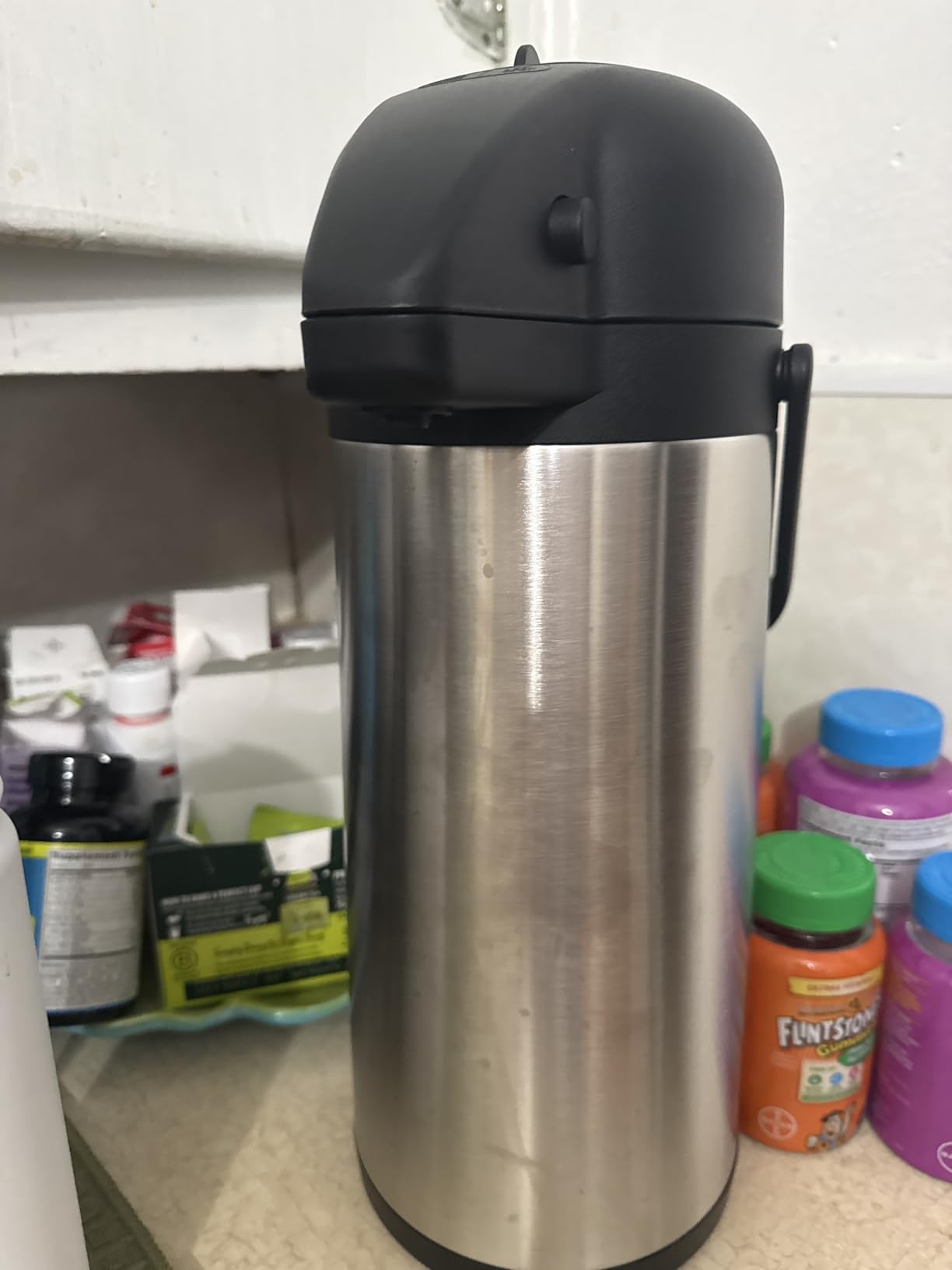 Coffee Carafe for Keeping Hot - Gezoss 102OZ / 3L Airpot Coffee Dispenser with Pump - Large Coffee Carafe for Hot Drinks Tea Liquid - Insulated Stainless Steel Hot Water Beverage Urn for Parties Customer Review Coffee Carafe for Keeping Hot - Gezoss 102OZ / 3L Airpot Coffee Dispenser with Pump - Large Coffee Carafe for Hot Drinks Tea Liquid - Insulated Stainless Steel Hot Water Beverage Urn for Parties - Customer Photo 1