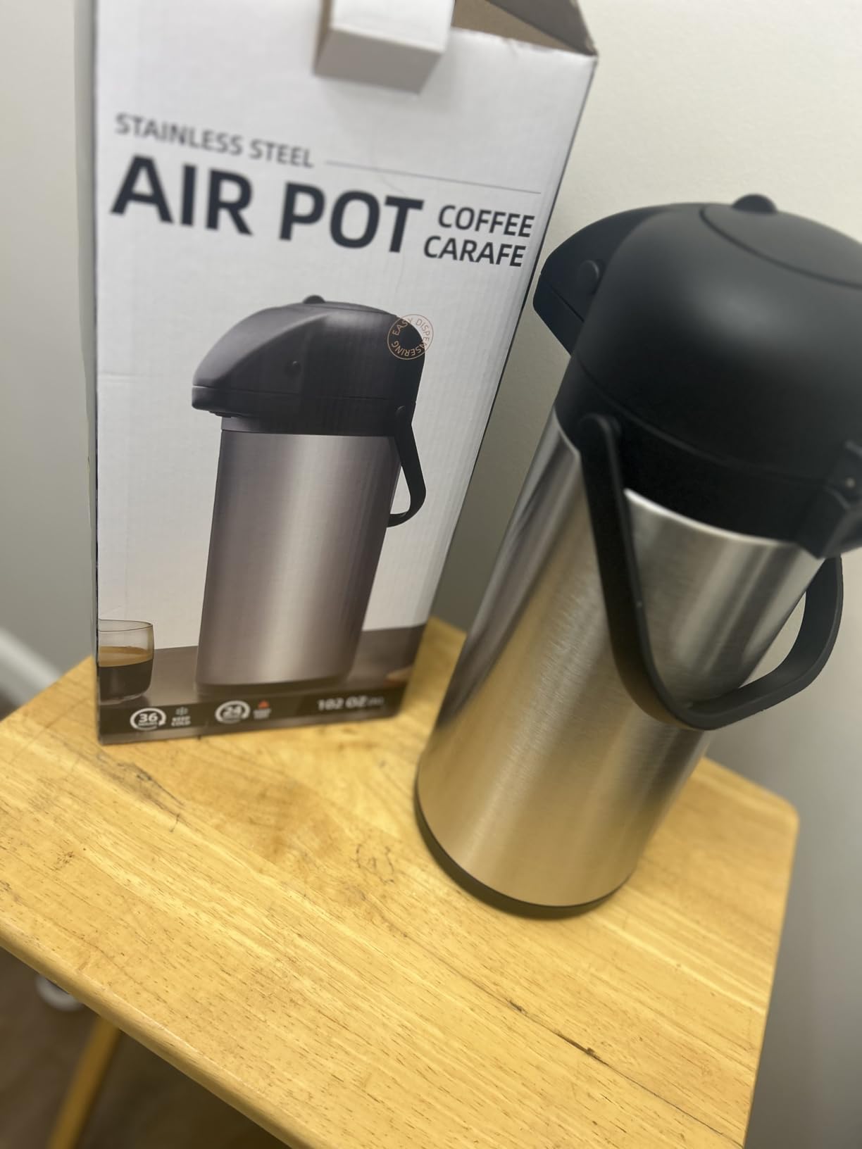 Coffee Carafe for Keeping Hot - Gezoss 102OZ / 3L Airpot Coffee Dispenser with Pump - Large Coffee Carafe for Hot Drinks Tea Liquid - Customer Photo 2