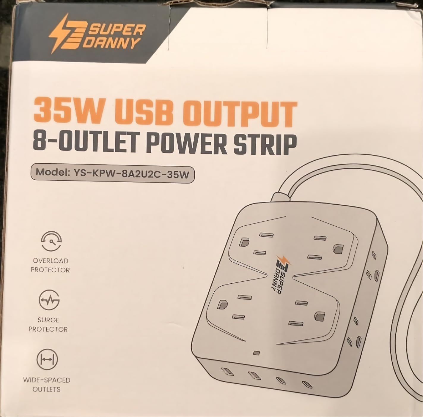 10Ft Extension Cord with Multiple Outlets, Flat Plug Surge Protector Power Strip 10 Ft Long Cord, 8 Outlets & 4 USB Ports (2 USB C), Desk Charging Station for Home Office, College Dorm Room Essentials - Customer Photo 2