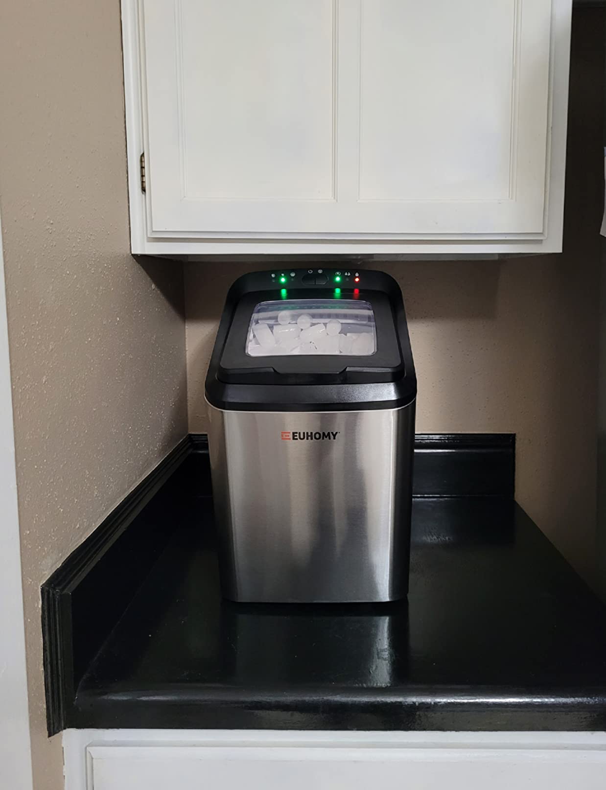 EUHOMY Nugget Ice Makers Countertop, Ready in 8 Mins, 35lbs/24H, Self-Cleaning, Portable Ice Maker Machine with Ice Scoop & Basket, Sonic Ice Maker with Chewable Pellet Ice for Home/Party/RV/Camping - Customer Photo 2
