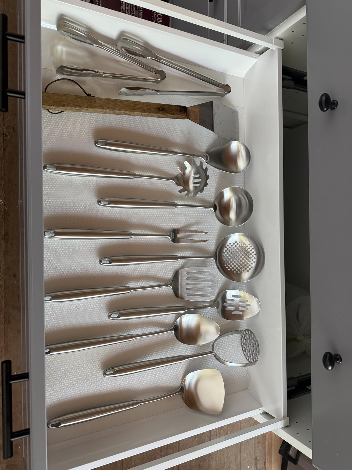304 Stainless Steel Cooking Utensils Set, Stainless Steel Kitchen Utensils, 12 PCS Long Large Metal Cooking Utensil Tools Set, Potato Masher, Fork, Tongs, Pasta, etc (Dishwasher Safe) - Customer Photo 1