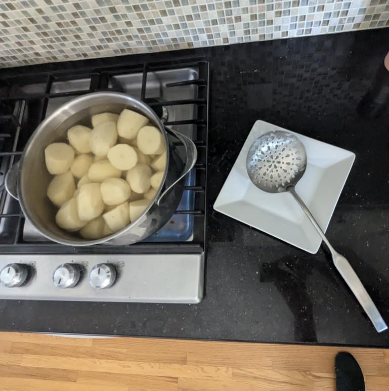 Newness 9 Pcs Cooking Utensils Set, 304 Stainless Steel Kitchen Utensils Set, Metal Kitchen Accessories, Include Soup Ladle, Slotted Skimmer Spoon, Spaghetti Spoon and Spatula, Dishwasher Safe - Customer Photo 2