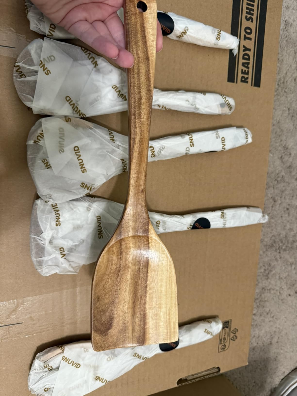 Premium Teak Wooden Spoons for Cooking, 6-Piece Wood Kitchen Utensils Set for Nonstick Cookware - Heat Resistant, Natural Healthy Spatula Set with Hanging Holes - Durable, Scratch-Free & Handcrafted - Customer Photo 5