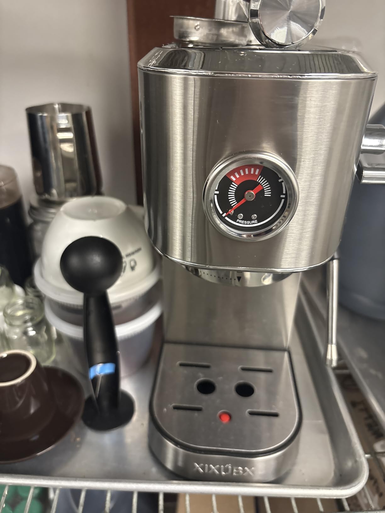 20Bar Espresso Machine, Compact Espresso Maker with Milk Frother, Stainless Steel Coffee Machine for Cappuccino&Latte, 42oz Water Tank, Visible Pressure Gauge, Home&Office, Silver - Customer Photo 1