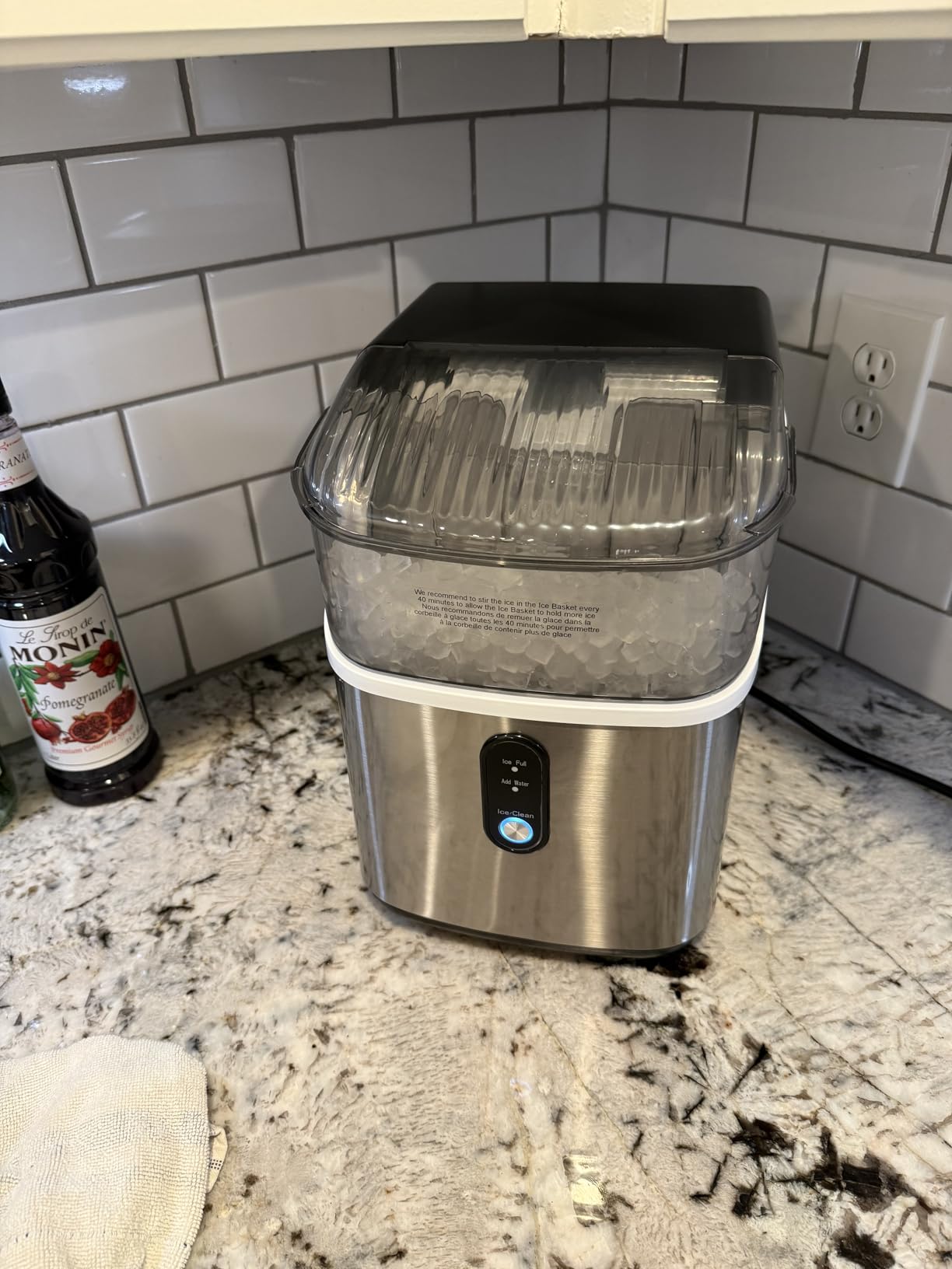 Kismile Nugget Ice Makers Countertop,Portable Ice Machine with Crushed Ice, 35lbs/Day,Self-Cleaning,One-Click Operation for Home Use(Silver) customer photo 1