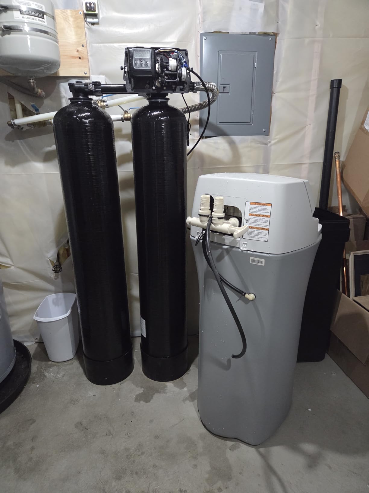 AFWFilters Premium Purolite C100E Resin Fleck 9100SXT Twin Tank Dual Metered, On Demand Water Softener, 48,000 Grains per Tank, 96,000 Grains Total Capacity, 24/7 Soft Water, Complete System - Customer Photo 1