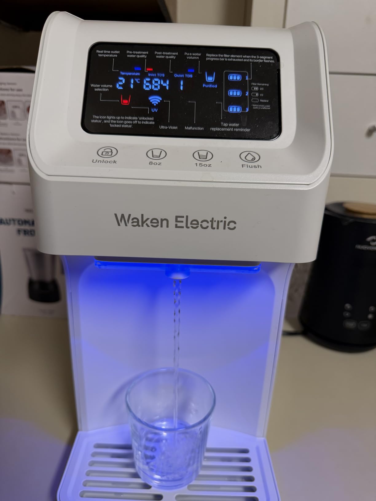 Waken Electric C11S Reverse Osmosis Water Filtration System Countertop 180oz Water Tank 4:1 Pure to Drain 8 Stage RO Filter No Installation for Home Apartment Condo RV customer photo 1