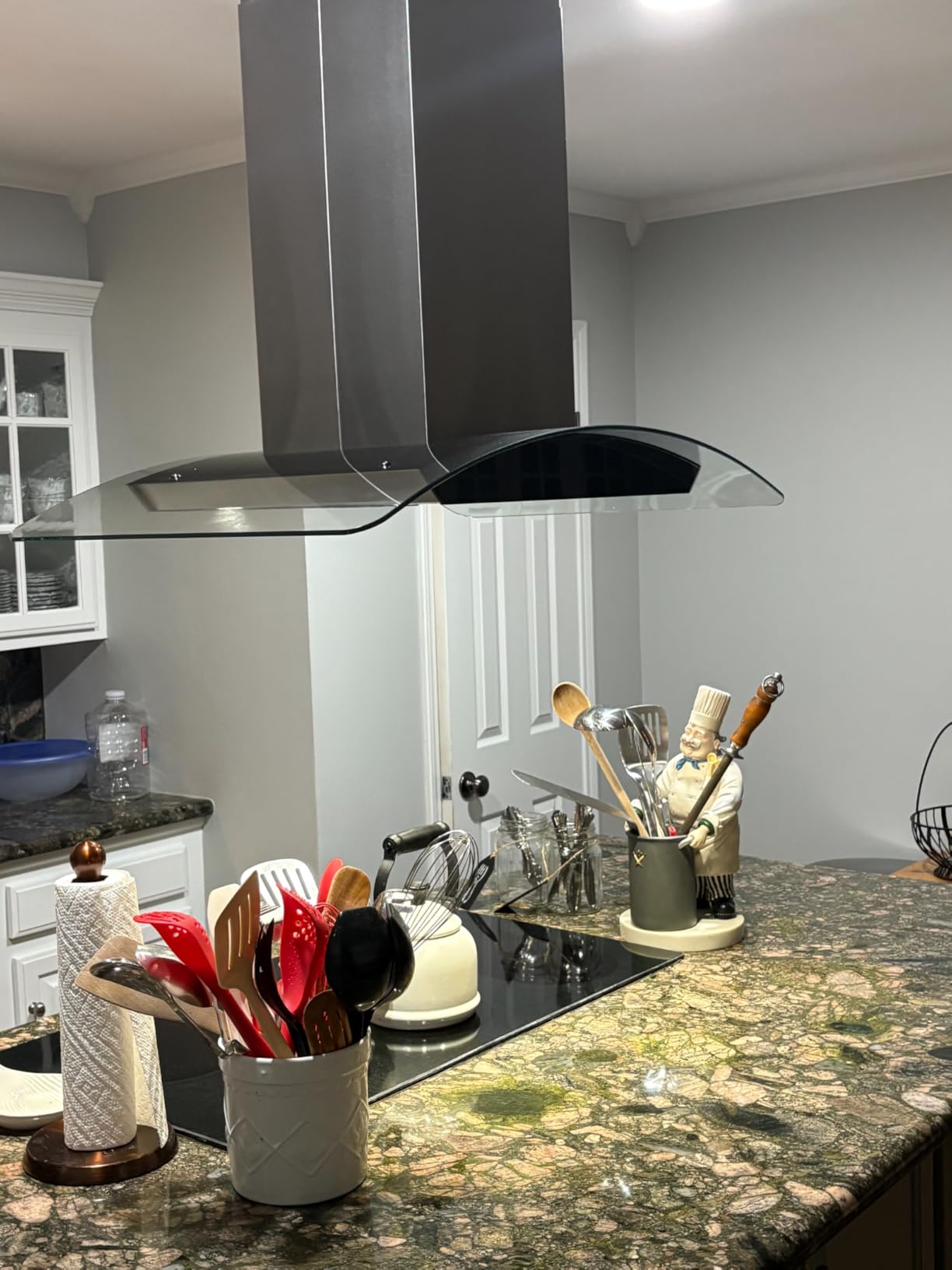 BRANO 36 Inch Island Range Hood, 900 CFM Voice/Gesture/Touch Control Ceiling Vent Hood with 4 Speed Exhaust Fan, 4 LED Lights, Memory Mode, Ducted/Ductless Convertible with 2 Charcoal Filter - Customer Photo 1