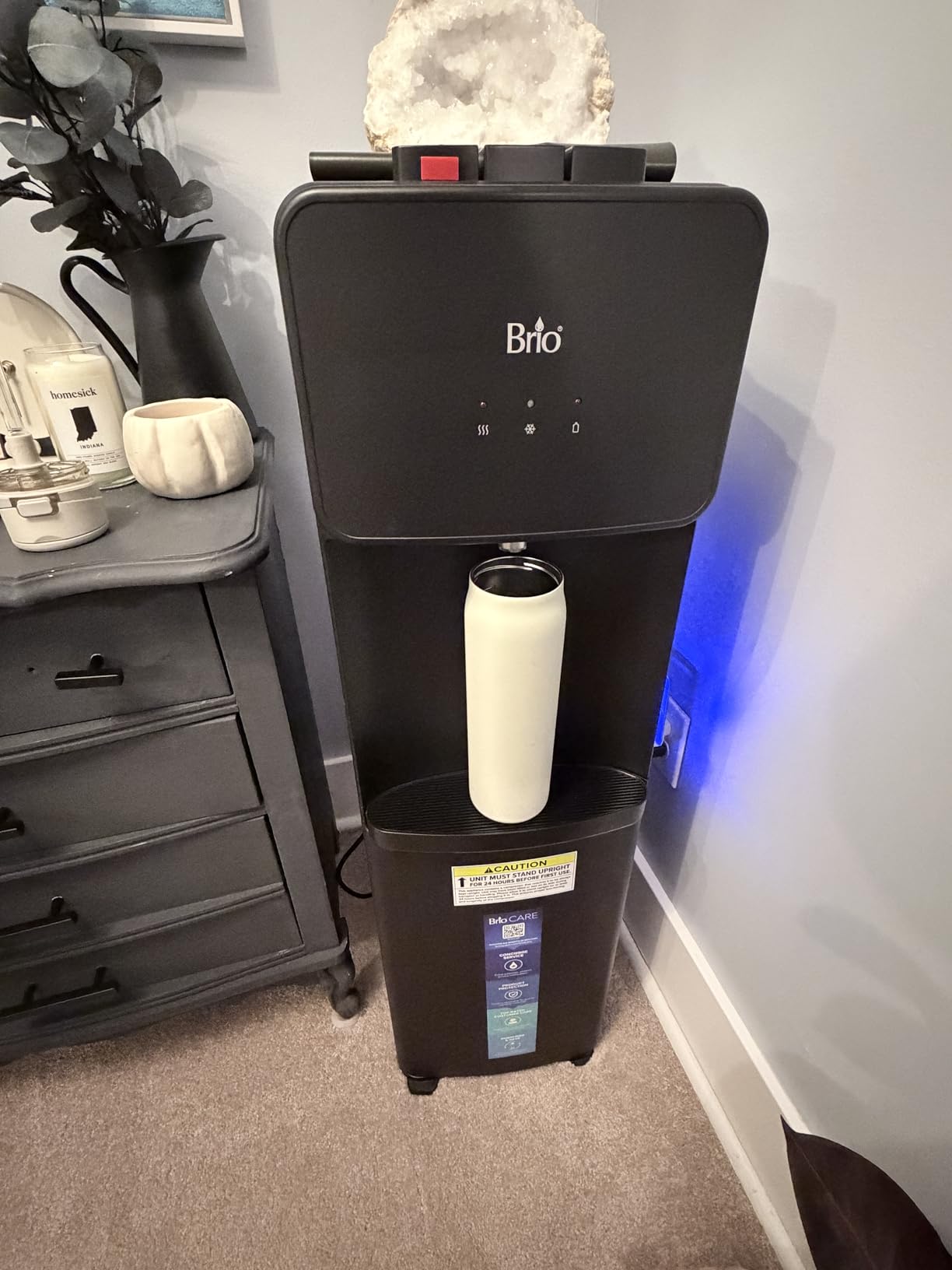 Brio 130SS Series Bottom Load Water Cooler Dispenser for 5 Gallon Bottles, Hot, Room & Cold, Great for Home or Office, Child Safety Lock, Empty Bottle Alert, Energy Star 3.0, Black & Stainless Steel - Customer Photo 5
