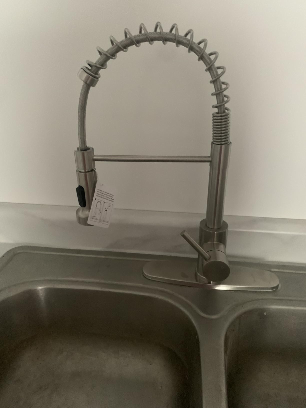 Kitchen Faucet with Pull Down Sprayer,Commercial Single Handle Stainless Steel Kitchen Faucets with Deck Plate (Brush Nickel) - Customer Photo 1