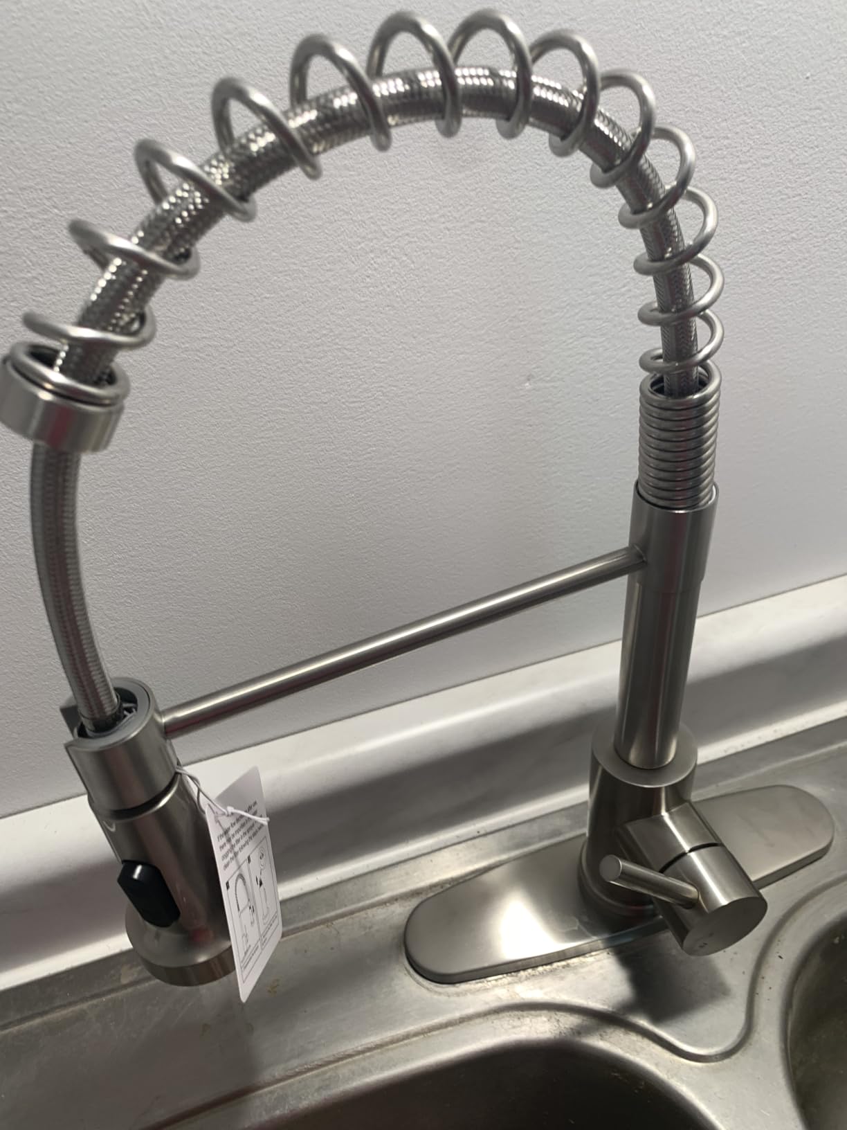 Kitchen Faucet with Pull Down Sprayer,Commercial Single Handle Stainless Steel Kitchen Faucets with Deck Plate (Brush Nickel) - Customer Photo 2