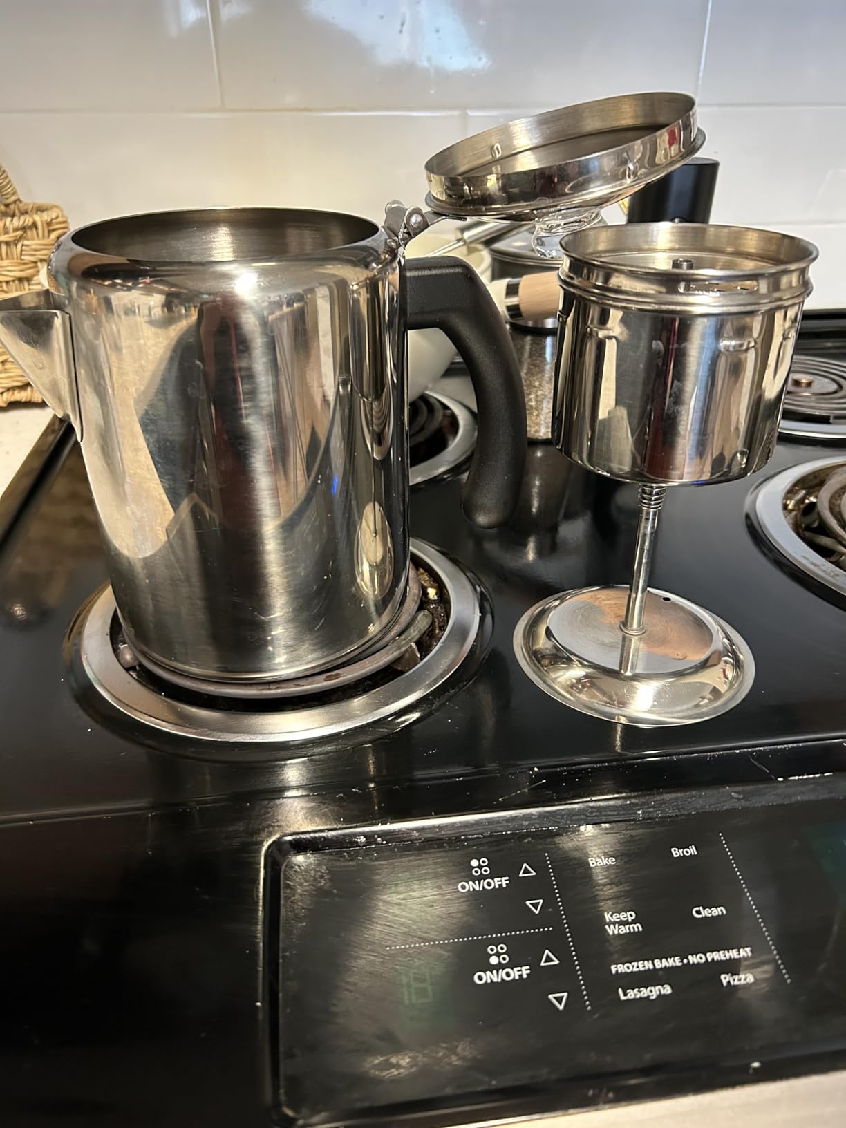 Electric Coffee Percolator Stainless Steel Coffee Pot with Two Tough Glass Clear Brew Progress Knob & Treated Solid Wood Handle & On/OFF Switch Auto Keep Warm Cordless Serve (8 Cup) - Customer Photo 1