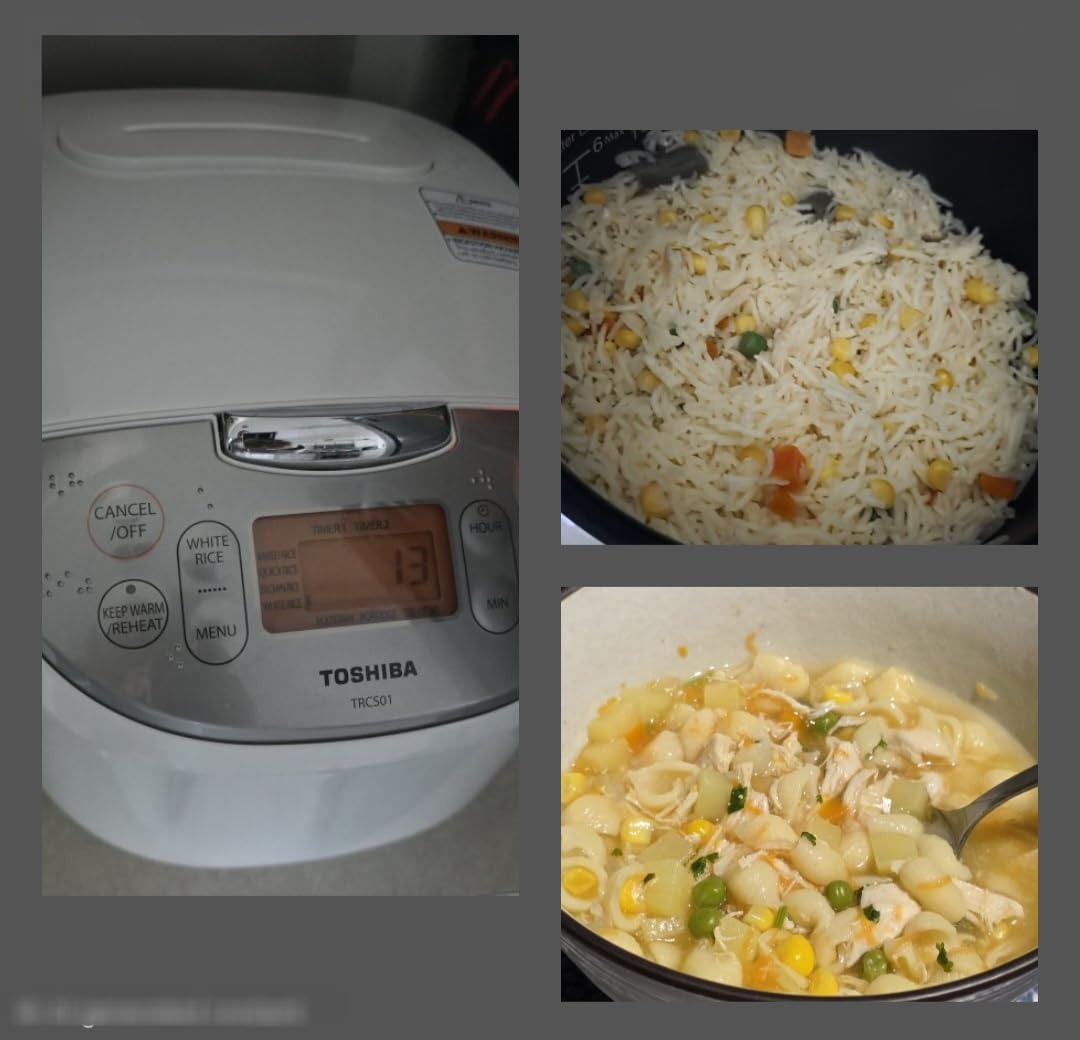 TOSHIBA OriginTaste Rice Cooker 5.5-Cup Uncooked, Fuzzy Logic, 15-in-1 Functions, Digital Display, Delay Timer, Keep Warm, Nonstick Inner Pot, White Customer Review TOSHIBA OriginTaste Rice Cooker 5.5-Cup Uncooked, Fuzzy Logic, 15-in-1 Functions, Digital Display, Delay Timer, Keep Warm, Nonstick Inner Pot, White - Customer Photo 1