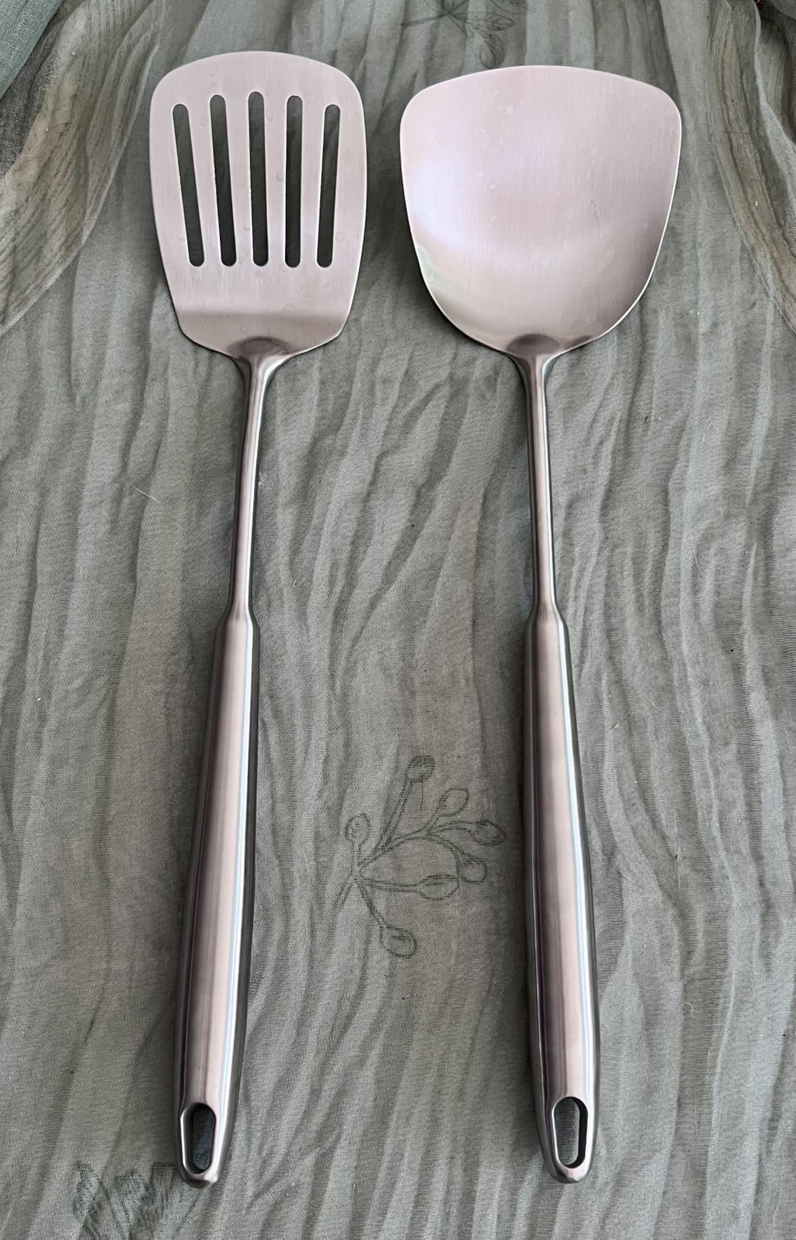 Stainless Steel Kitchen Utensils Set 18 10 Stainless Steel Cooking Utensils Set - 12 PCS Large Metal Cooking Utensil Tools Set - Customer Photo 2