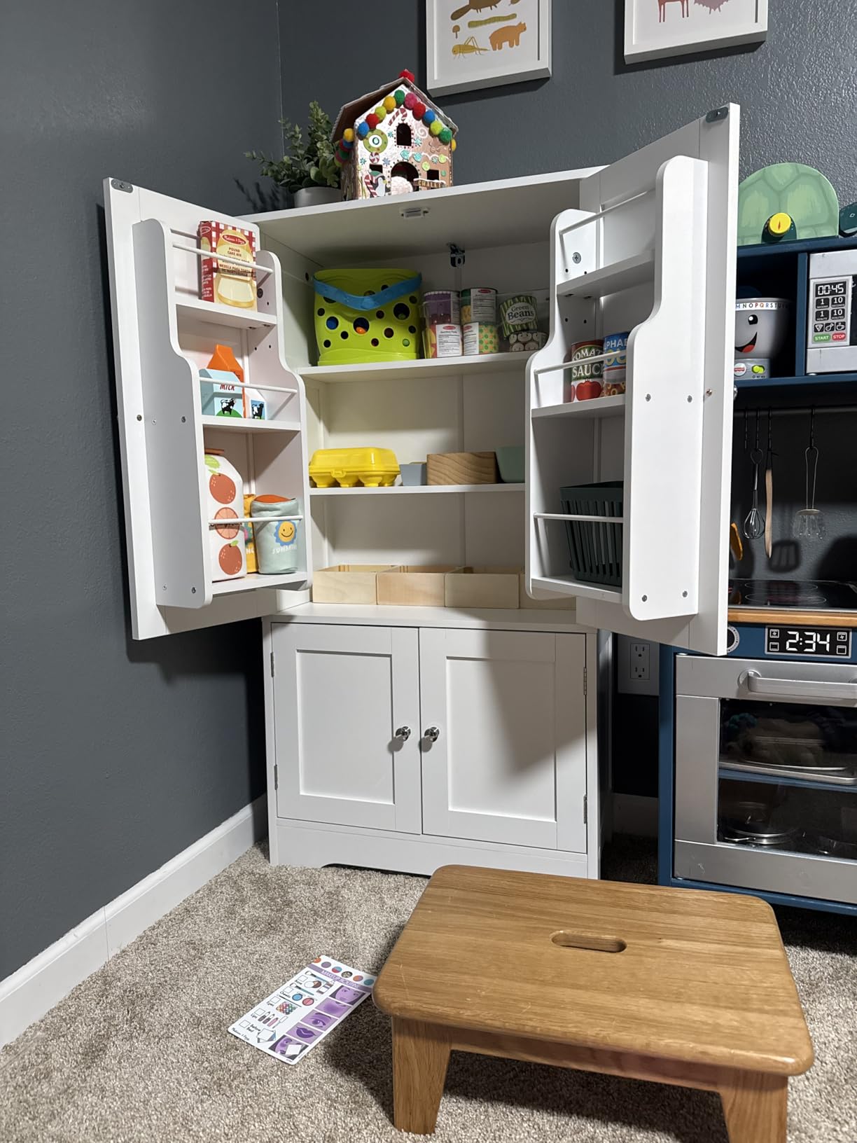 TEENFON 43'H Pantry Cabinet with 4 Doors, Kitchen Cabinet with 6 Door Shelves, Storage Cabinet-Kitchen Pantry for Living Room, Dining Room, Bathroom, White - Customer Photo 1