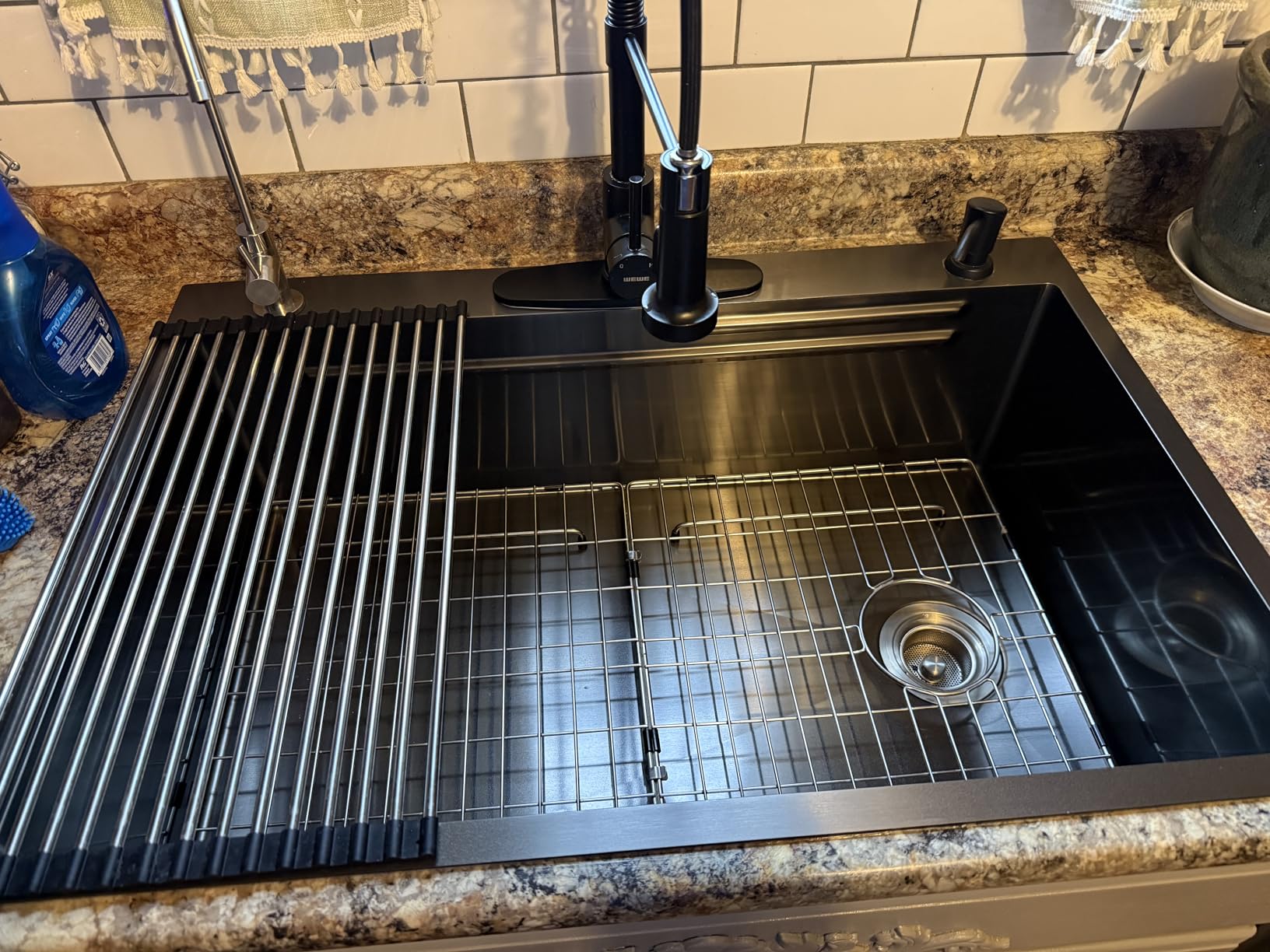 33X22 Drop In Kitchen Sink with Pop-Up Drain, 304 Stainless Steel Workstation Sink, Upgraded Fast Drain, Topmount Single Bowl with Accessories, Foldable Grid for Easy Cleaning - Customer Photo 1