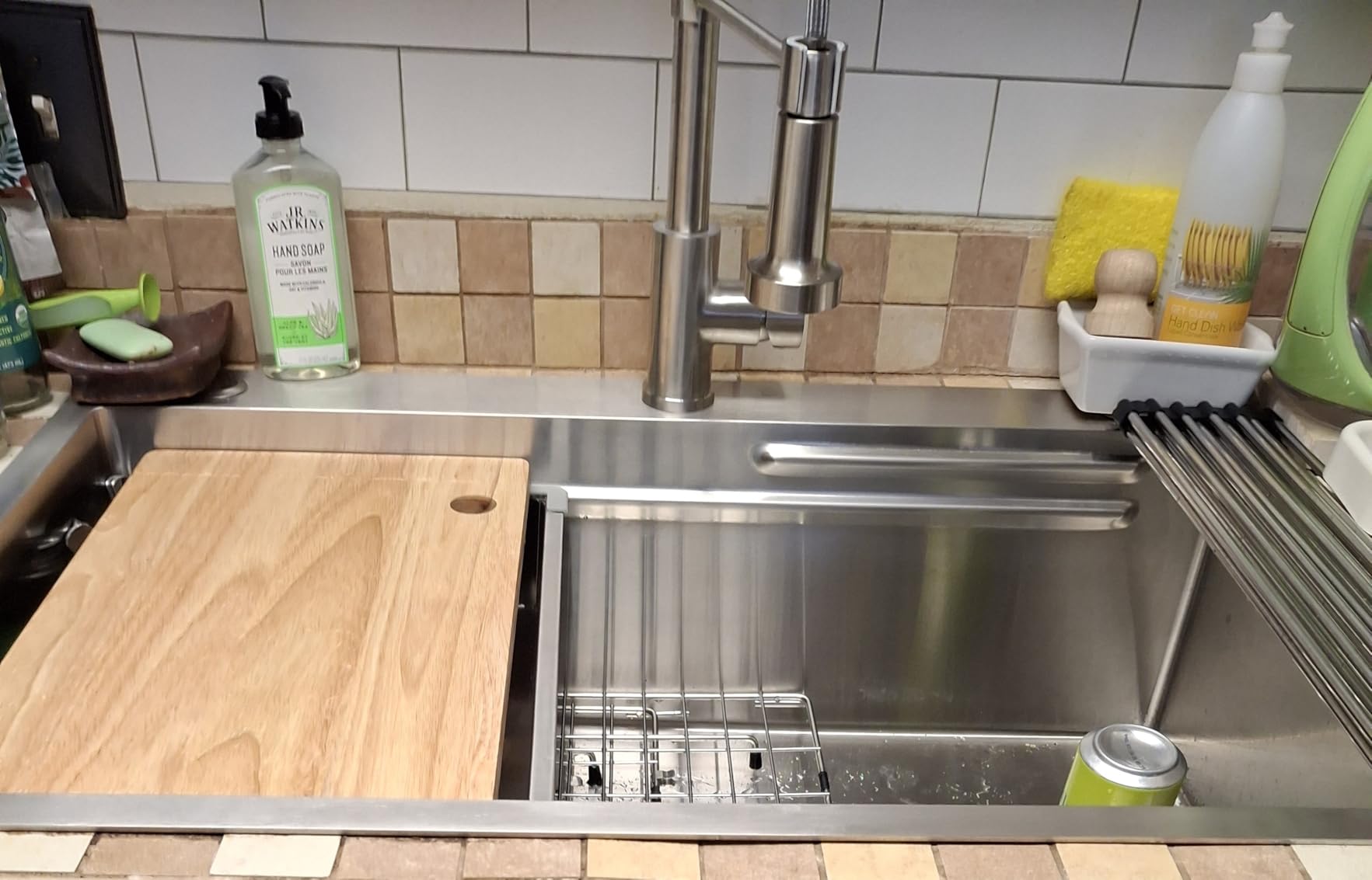 33X22 Drop In Kitchen Sink with Pop-Up Drain, 304 Stainless Steel Workstation Sink, Upgraded Fast Drain, Topmount Single Bowl with Accessories, Foldable Grid for Easy Cleaning - Customer Photo 5