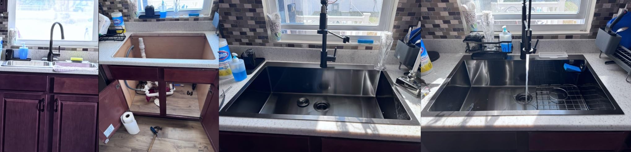 SHACO 33x22 Inch Drop In Kitchen Sink, 33 Inch All In One SUS304 Stainless Steel Top Mount Single Bowl Overmount Double Ledges Workstation Sink with Accessories, Brushed Nickel - Customer Photo 3