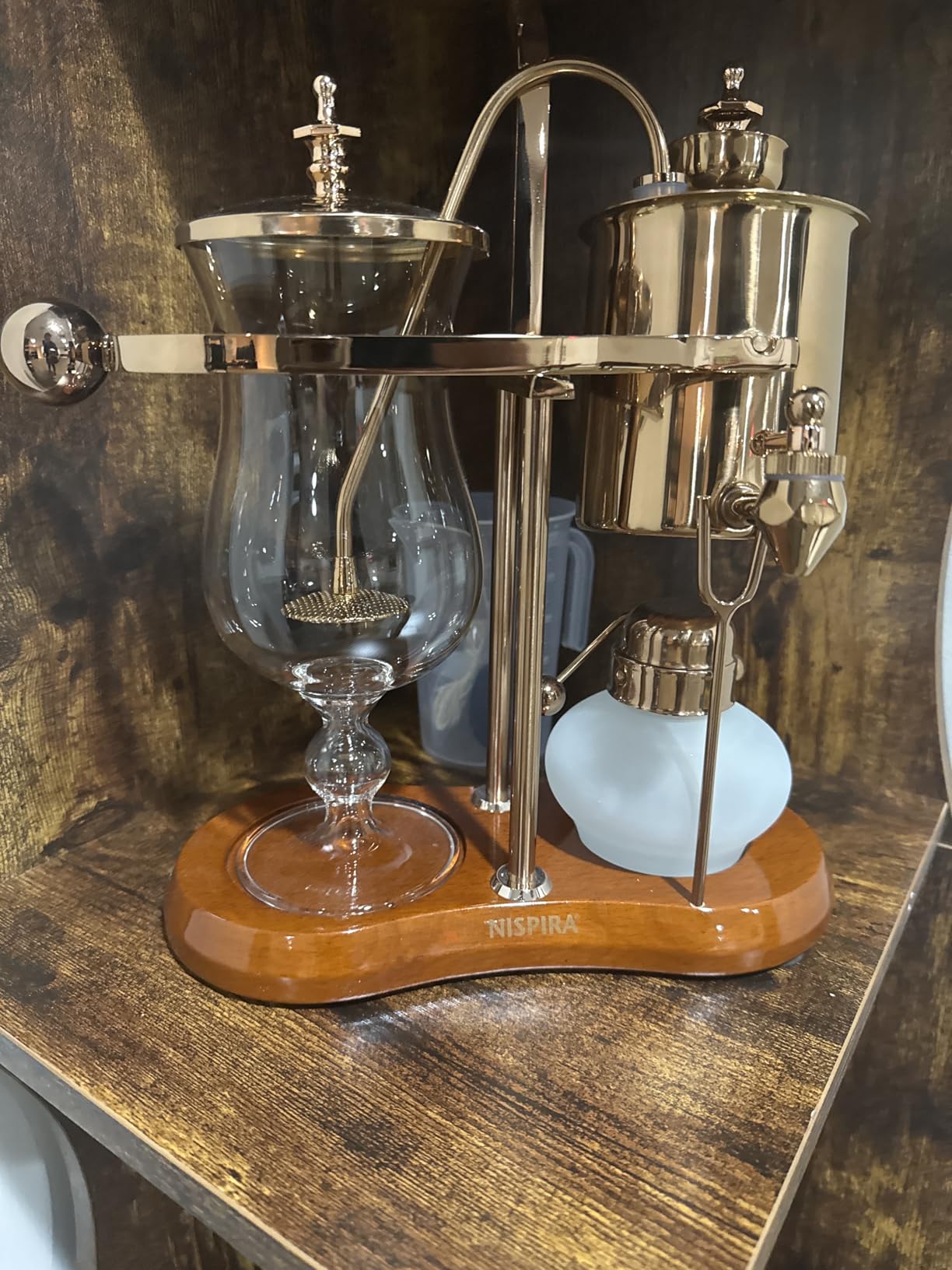 Nispira Belgian Balance Syphon Vacuum Coffee Maker, 500ml Vintage Gravity Brewing System, Gold & Peacock Blue Finish, Manual Tabletop Coffee Brewer Customer Review Nispira Belgian Balance Syphon Vacuum Coffee Maker, 500ml Vintage Gravity Brewing System, Gold & Peacock Blue Finish, Manual Tabletop Coffee Brewer - Customer Photo 1