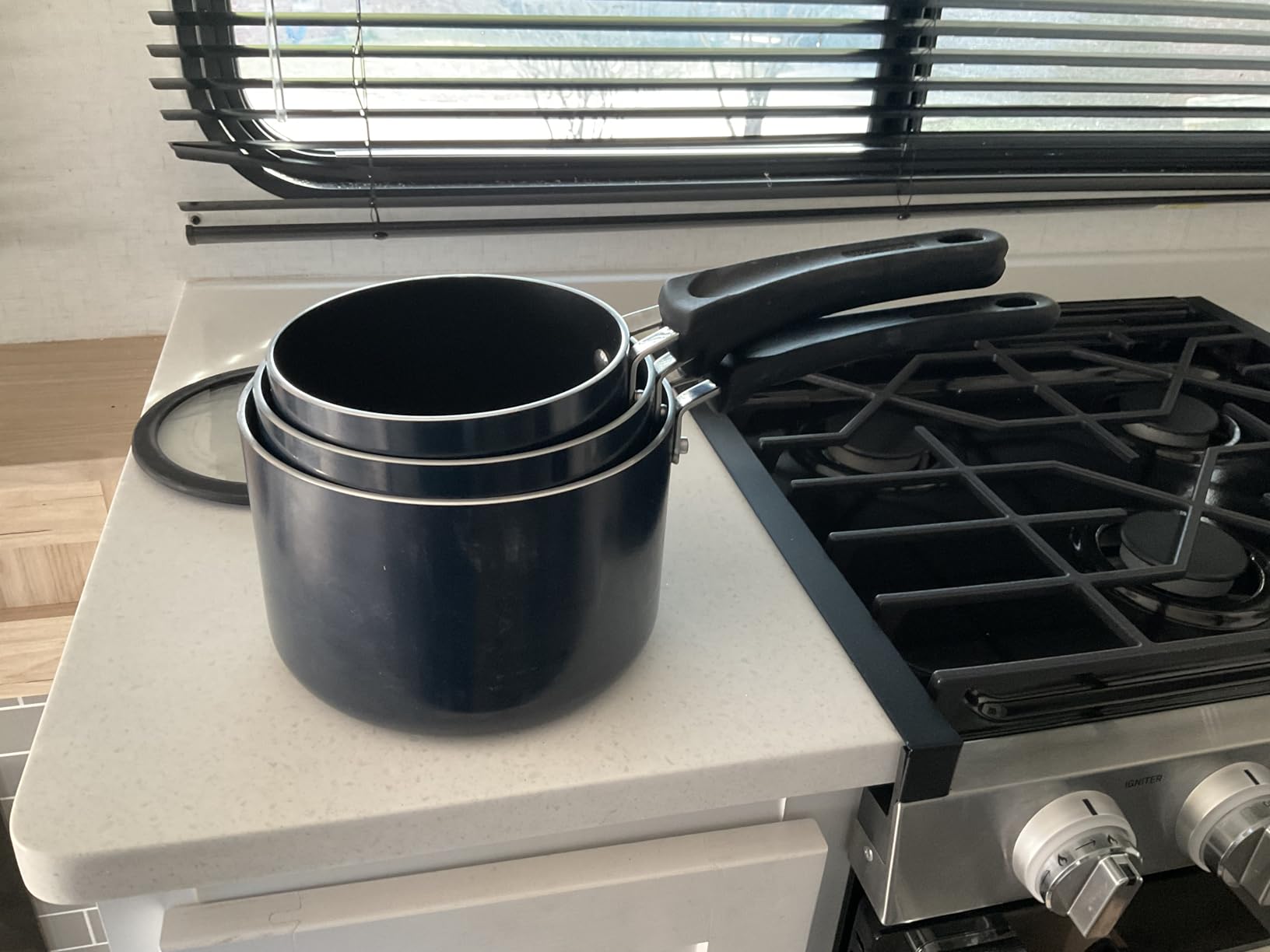 Tramontina Ceramic Non Stick 11-Piece Nesting Pots and Pans Set with Lids - Stackable Nonstick Cookware Set, Dishwasher and Oven Safe, Dark Gray Customer Review Tramontina Ceramic Non Stick 11-Piece Nesting Pots and Pans Set with Lids - Stackable Nonstick Cookware Set, Dishwasher and Oven Safe, Dark Gray - Customer Photo 1