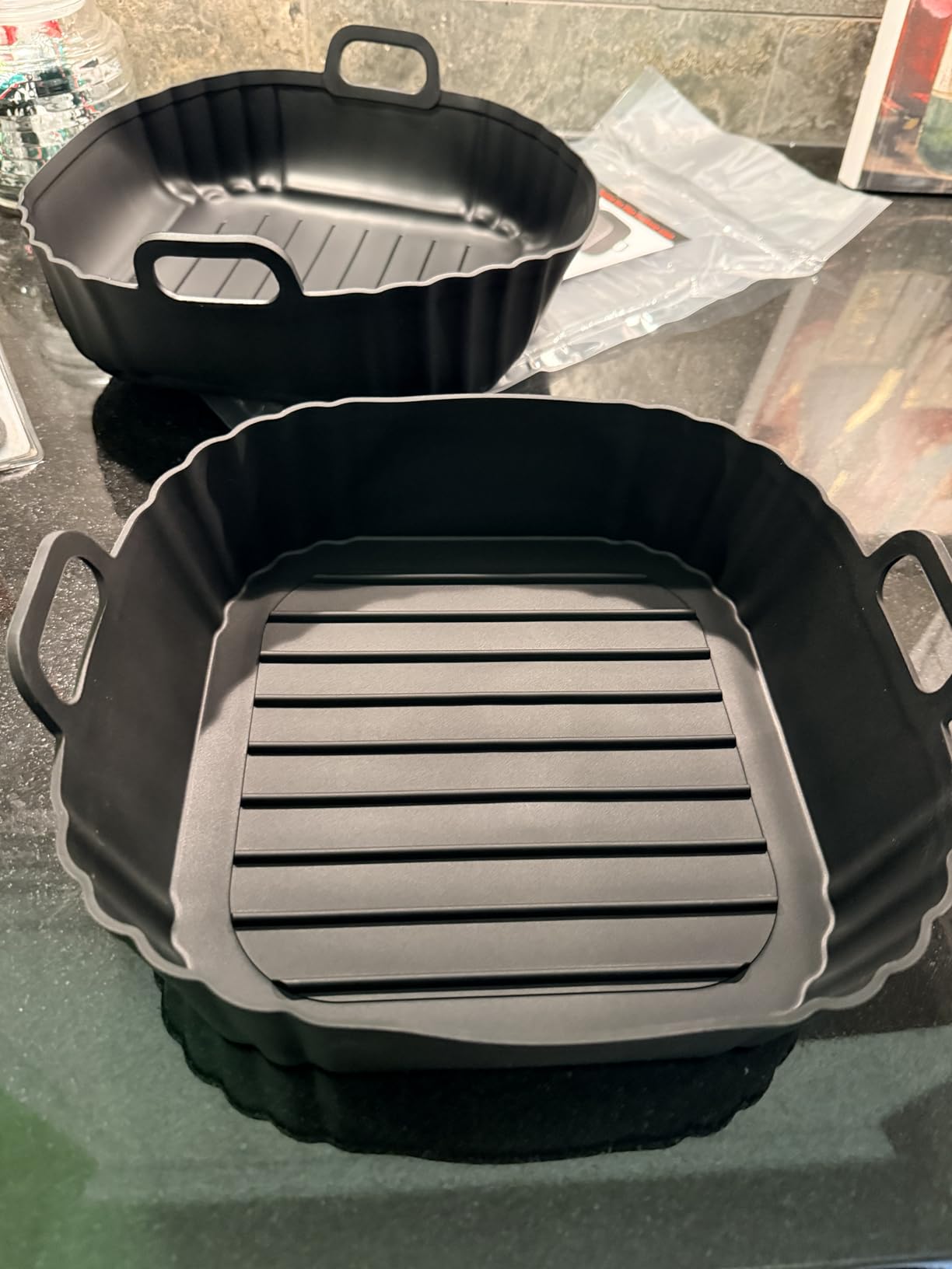 8.5 Inch Square Silicone Air Fryer Liners 2 Pack, Reusable Air Fryer Basket Liners for Ninja AF141 AF142 AF181, COSORI, Cuisinart, Chefman, Instant Air Fryer 5-6.5 QT Customer Review 8.5 Inch Square Silicone Air Fryer Liners 2 Pack, Reusable Air Fryer Basket Liners for Ninja AF141 AF142 AF181, COSORI, Cuisinart, Chefman, Instant Air Fryer 5-6.5 QT - Customer Photo 1