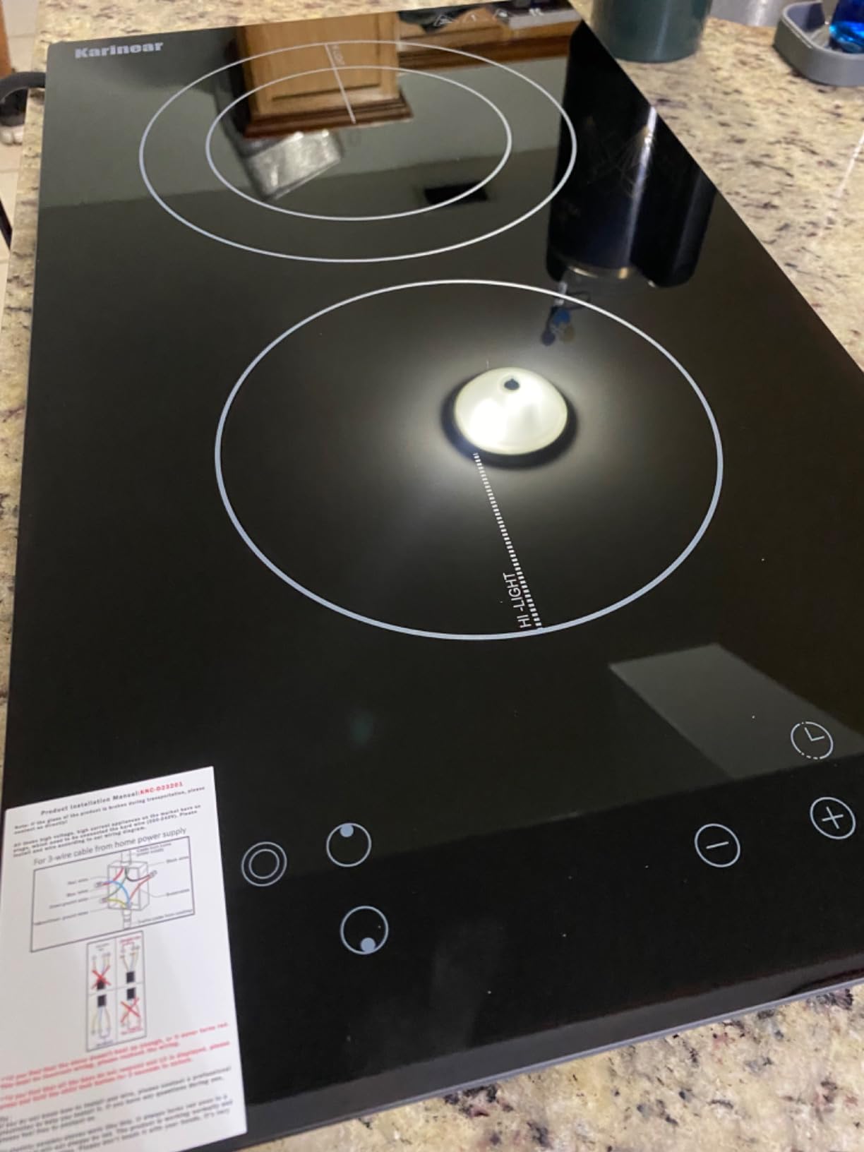 Karinear 30 Inch Downdraft Electric Cooktop with Ventilation System, 4 Burner 7400W Ceramic Glass Stove Top, BBQ Bridge Element & Dual Ring Burner, 9-Speed Fan, Timer, Child Lock, 240V - Customer Photo 1