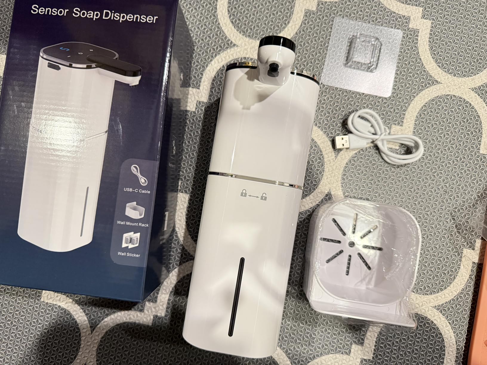 CATIRE Upgraded Larger Capacity Automatic Soap Dispenser Touchless, 17.6oz Liquid Hand Soap Dispenser, Rechargeable 2000mAh, 8 Adjustable Levels, 2-in-1 Wall Mount & Countertop for Kitchen Bathroom - Customer Photo 1