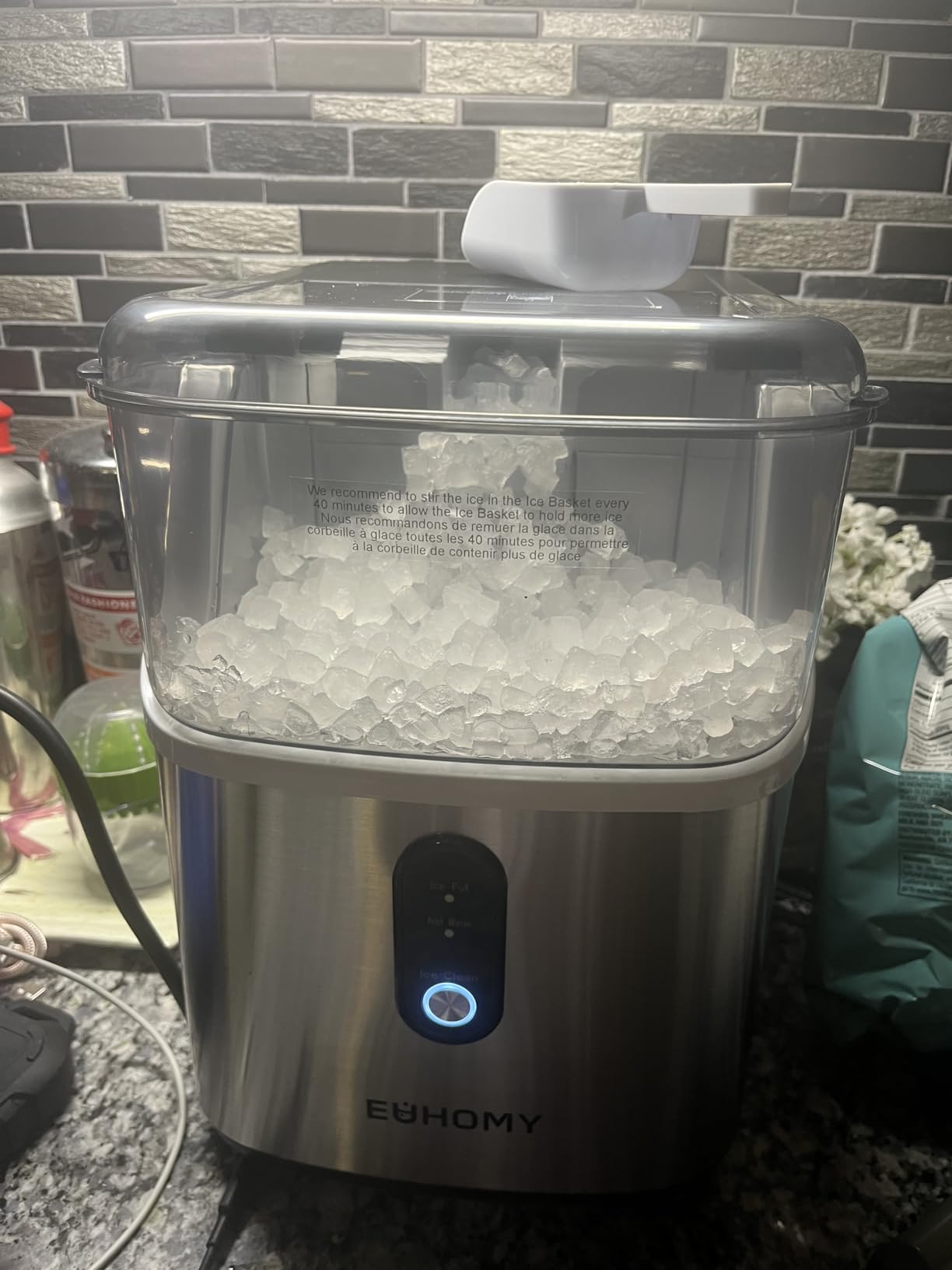 EUHOMY Nugget Ice Maker Countertop, Ready in 7 Mins, 34Lbs/24H Pebble Ice Maker Machine, Self-Cleaning Countertop Sonic Ice Makers with Ice Scoop&Basket, Pellet Ice Maker for Home, Stainless Steel Customer Review EUHOMY Nugget Ice Maker Countertop, Ready in 7 Mins, 34Lbs/24H Pebble Ice Maker Machine, Self-Cleaning Countertop Sonic Ice Makers with Ice Scoop&Basket, Pellet Ice Maker for Home, Stainless Steel - Customer Photo 1