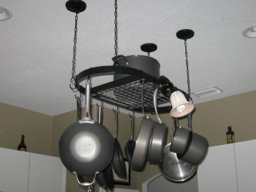 Kinetic Pot and Pan Rack with Ceiling Hooks - Premium Oval Mounted Oragnizer Rack with Multi Purpose Kitchen Organization and Storage for Home, Restaurant, Cookware, Utensils (Hanging Black) customer photo 1