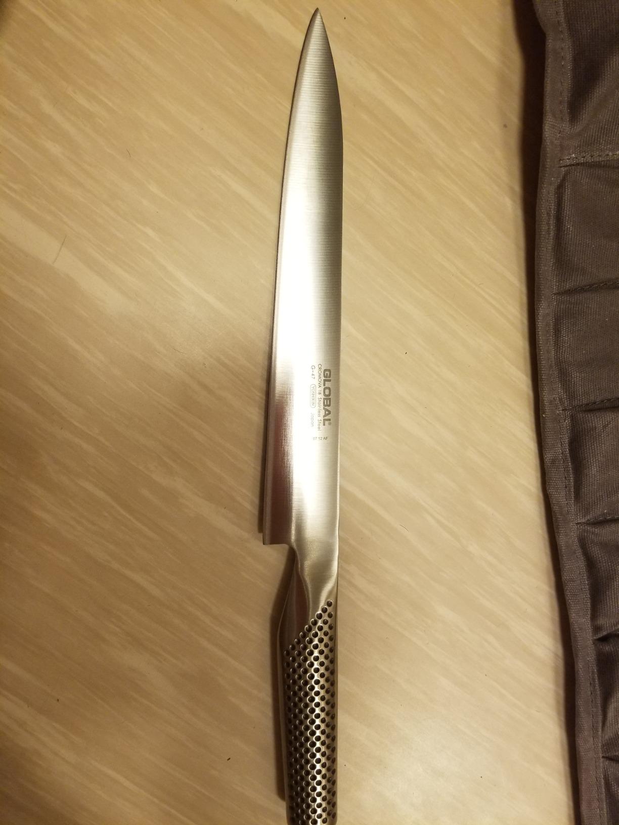 Global 10 inch Two-Sided Sashimi Slicer - Lightweight Japanese Stainless Steel, Razor-Sharp Edge, Made in Japan, G-47 customer photo 1
