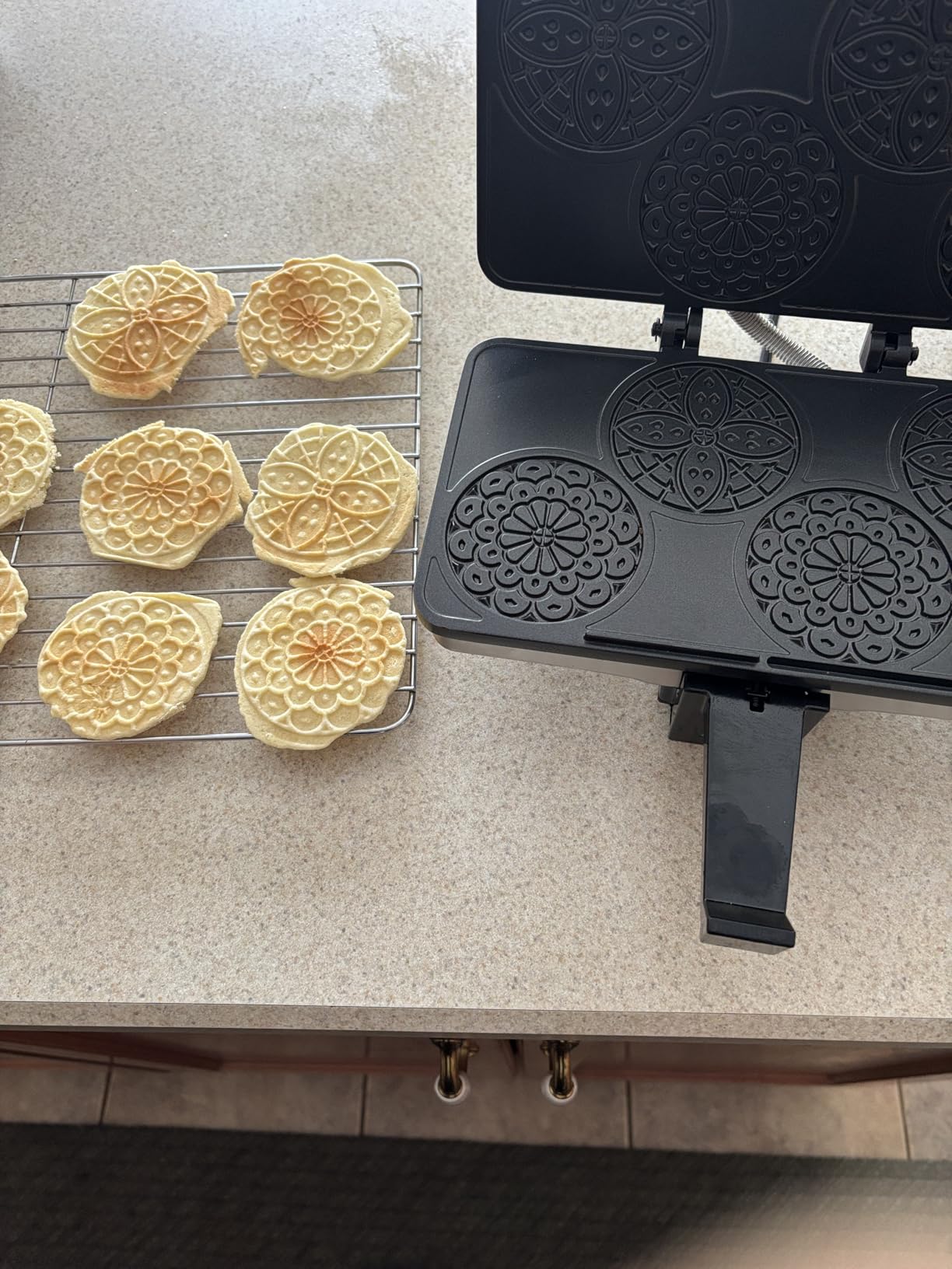 Piccolo Pizzelle Baker- Nonstick Electric Press Makes 4 Mini Cookies at Once, Even Heating- Fun Baking Machine w Recipe Guide, Supplies for Easter Brunch Party, Italian Waffle Dessert Treat Making customer photo 1