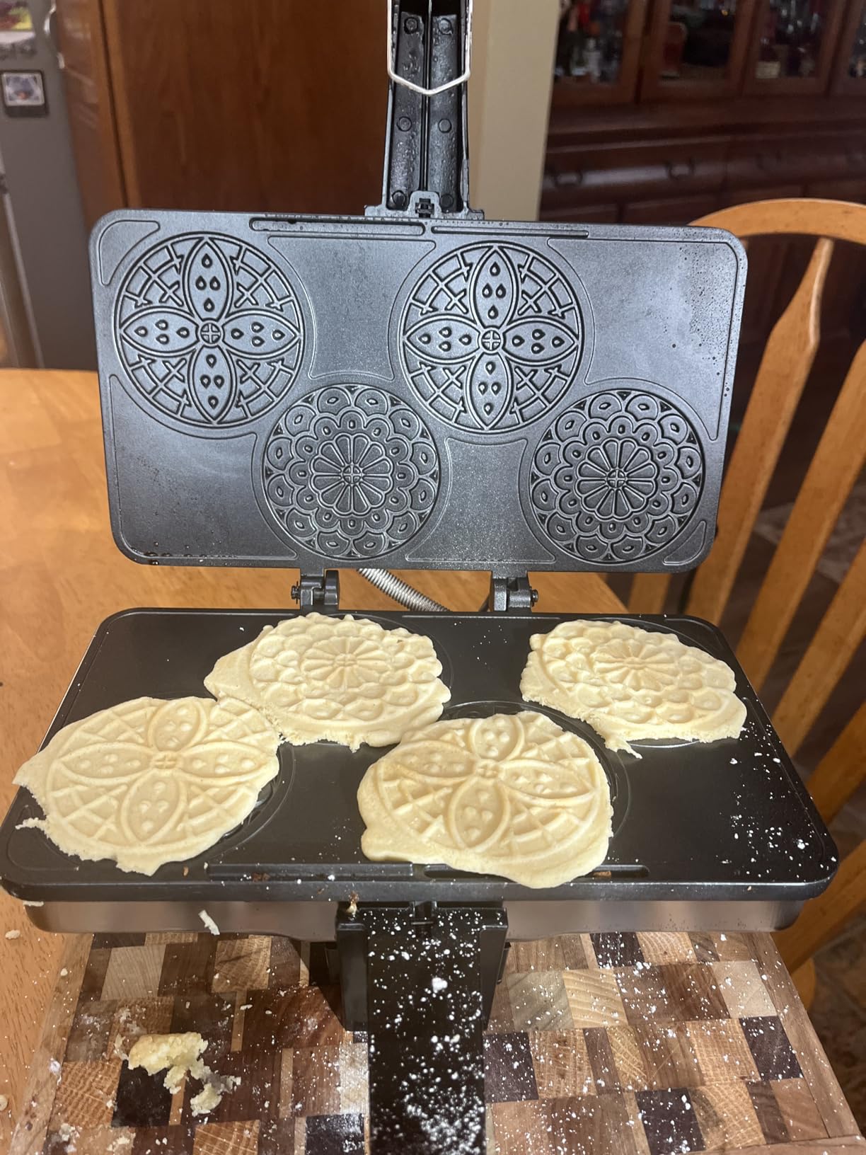 Piccolo Pizzelle Baker- Nonstick Electric Press Makes 4 Mini Cookies at Once, Even Heating- Fun Baking Machine w Recipe Guide, Supplies for Easter Brunch Party, Italian Waffle Dessert Treat Making customer photo 2